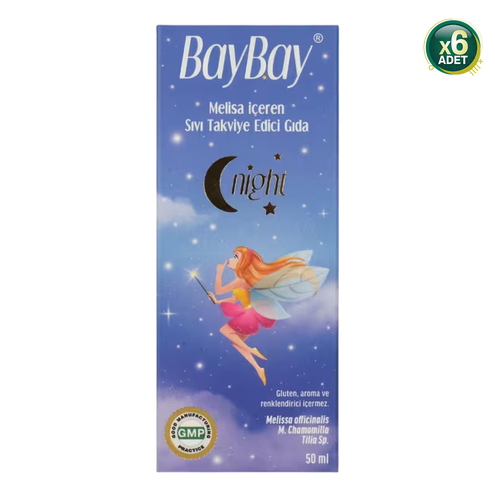 Baybay Night Melisa Içeren Bitkisel Damla 50 ml 6 Adet