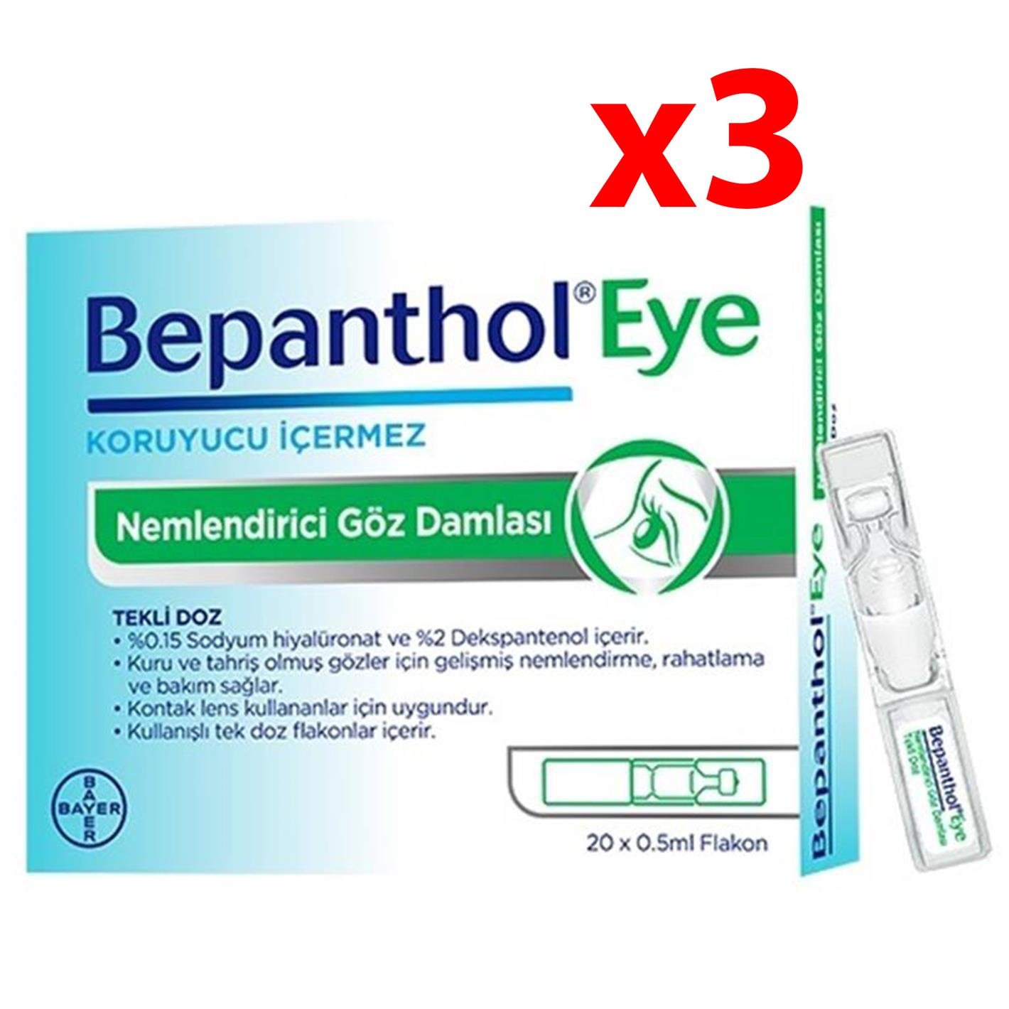 Bepanthol Eye Göz Damlası 0 5 ml x 20 Flakon 3 Adet