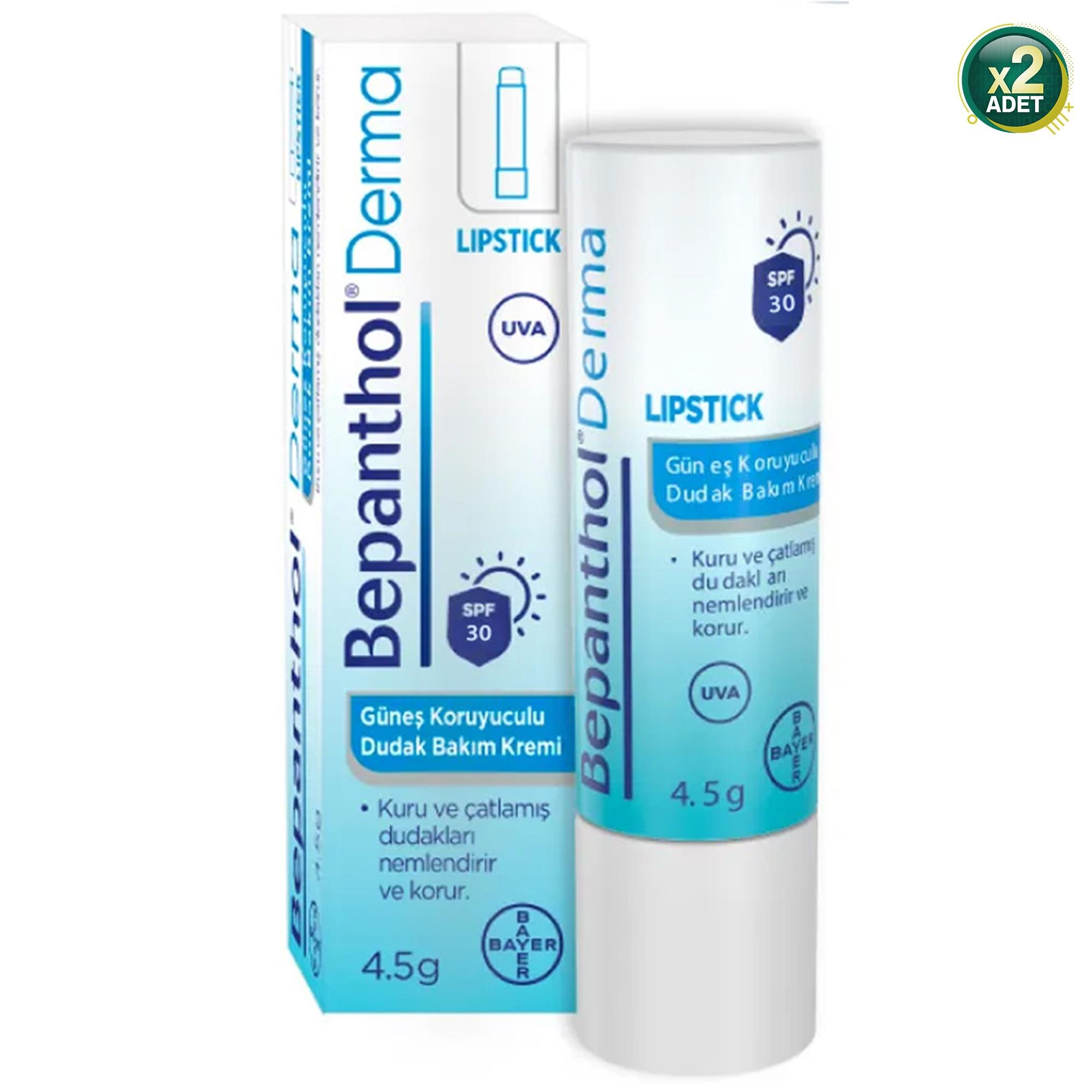 Bepanthol Lipstick Güneş Koruyucu Dudak Bakım Kremi 4,5 gr Spf  50 2 Adet