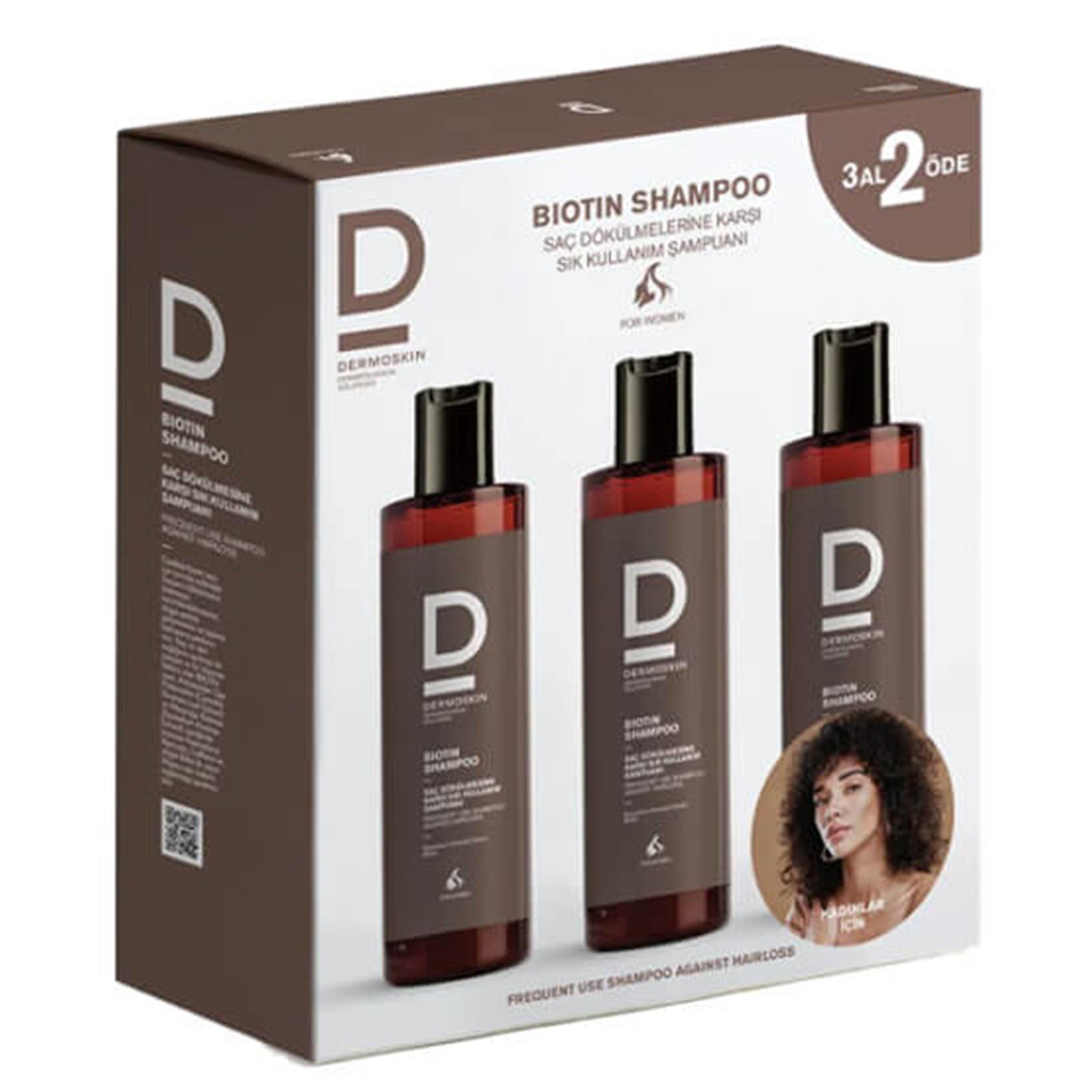 Dermoskin Biotin Kadınlara Özel 3x200 ml Saç Dökülmesine Karşı Şampuan 