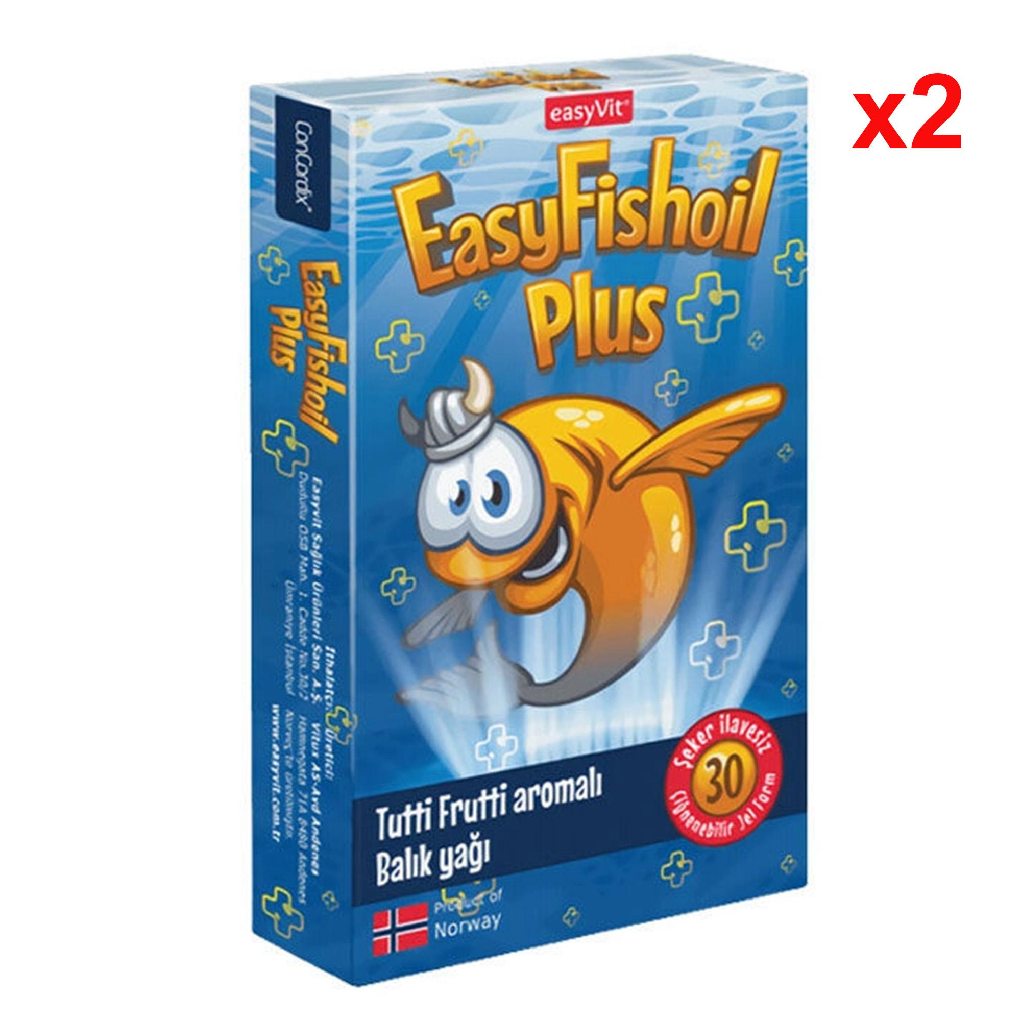 Easy Fish Oil Plus Tutti Frutti Aromalı Balık Yağı 30 Çiğnenebilir Jel 2 Adet