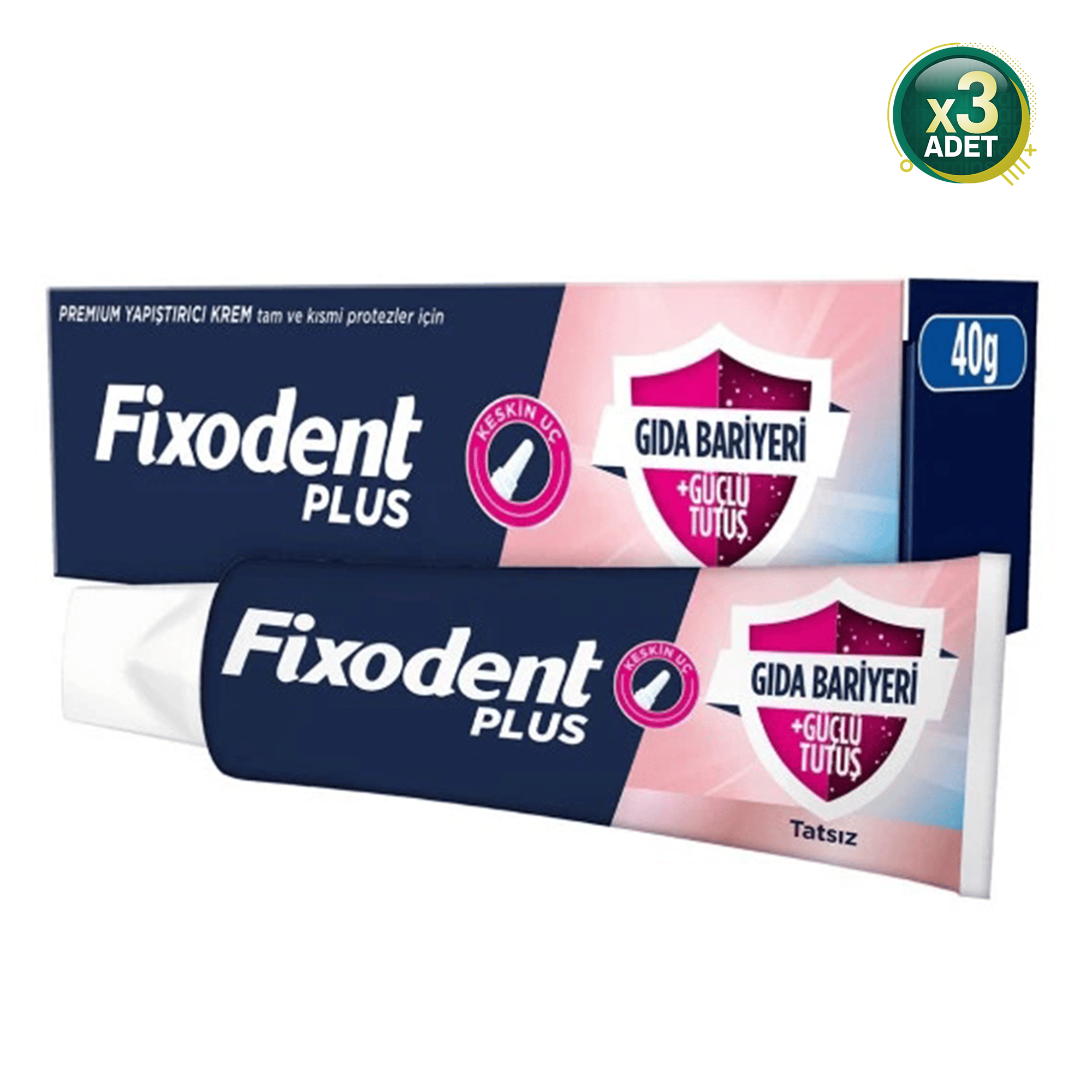 Fixodent Plus Gıda Bariyeri 40 gr Protez Diş Yapıştırı 3 Adet