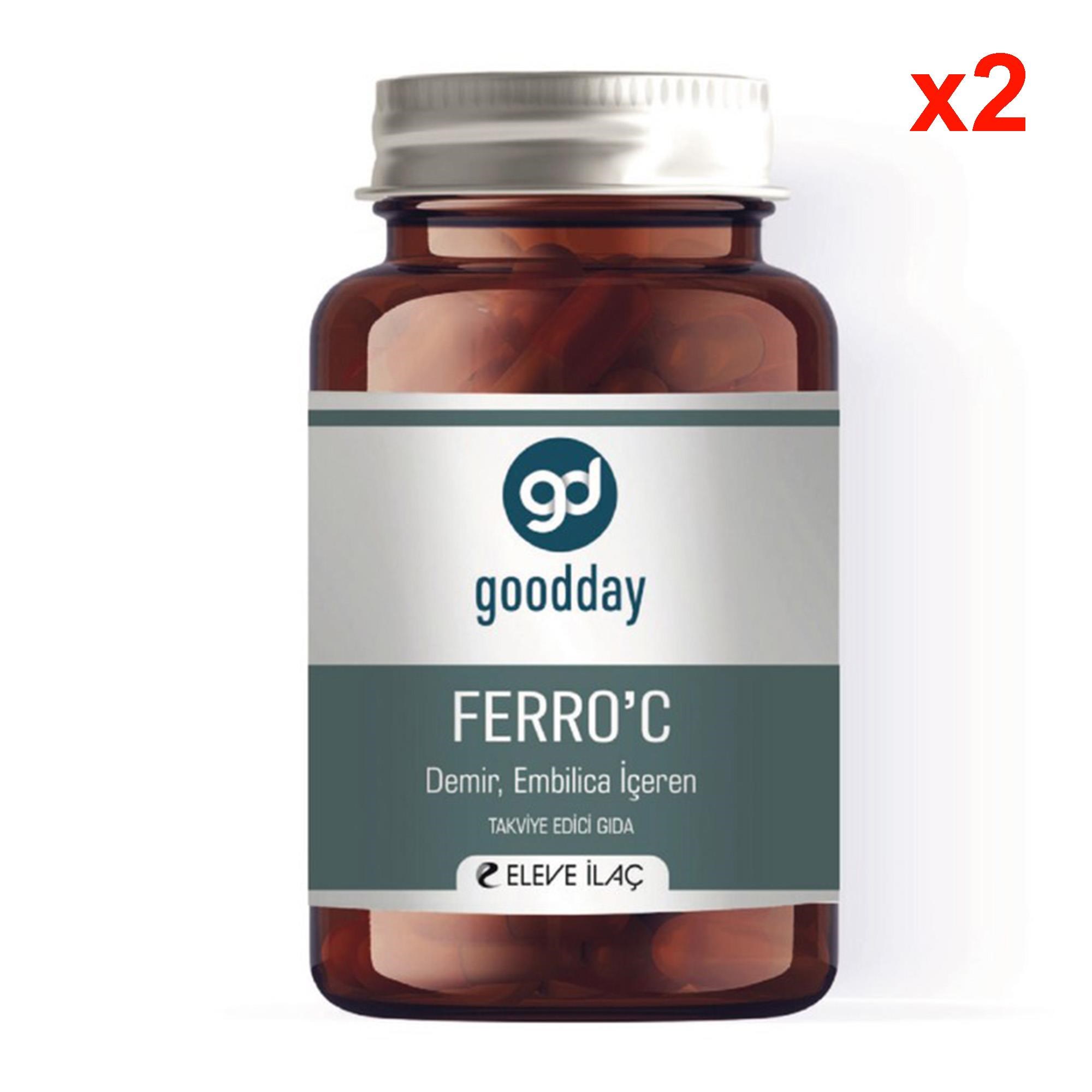 GOODDAY FERRO' C 60 KAPSÜL TAKVİYE EDİCİ GIDA 2 ADET  