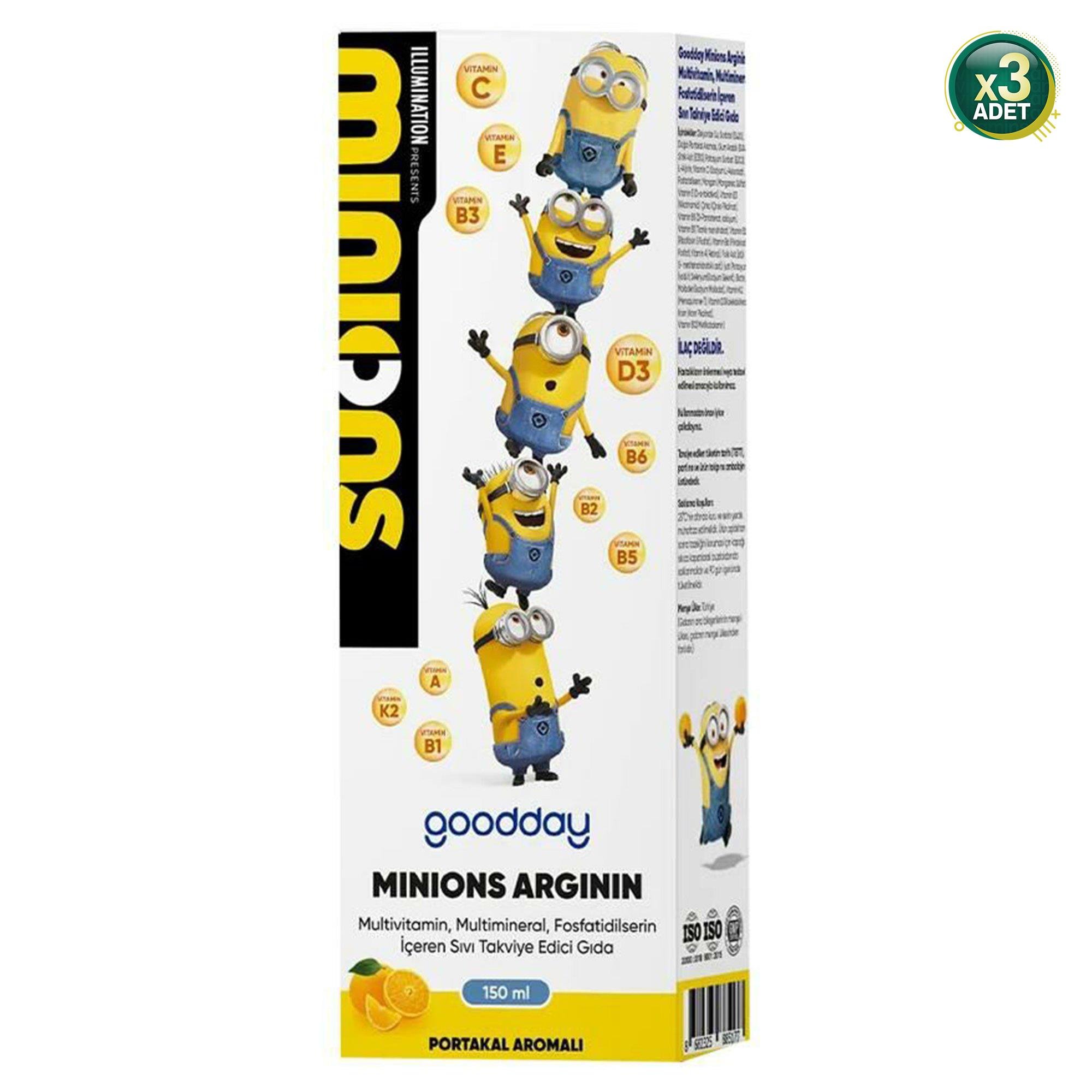 Goodday Minions Arginin Multivitamin Minarel Şurup 150 ml 3 Adet - Aromasız
