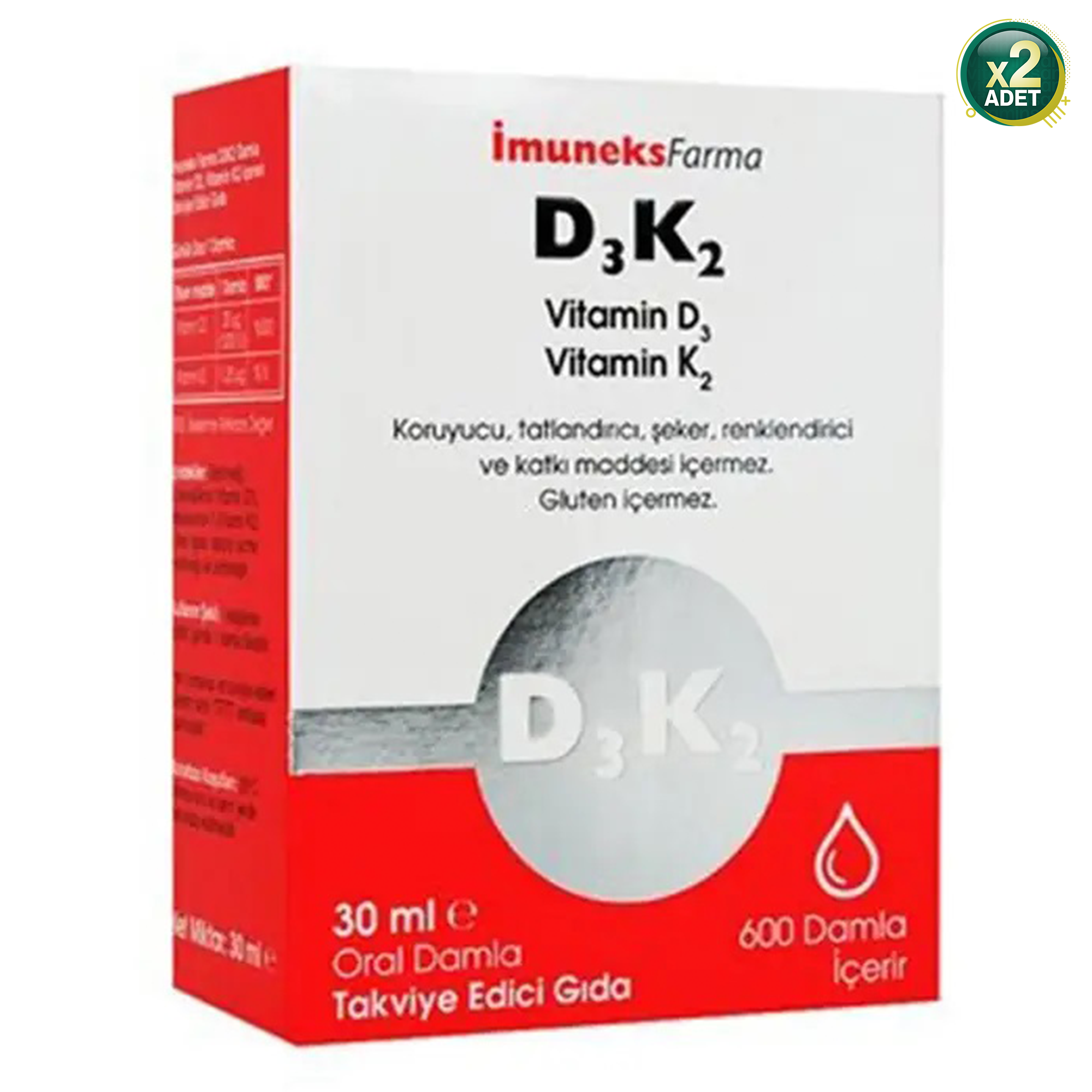 İmuneks Vitamin D3K2 30 ml Damla 2 Adet
