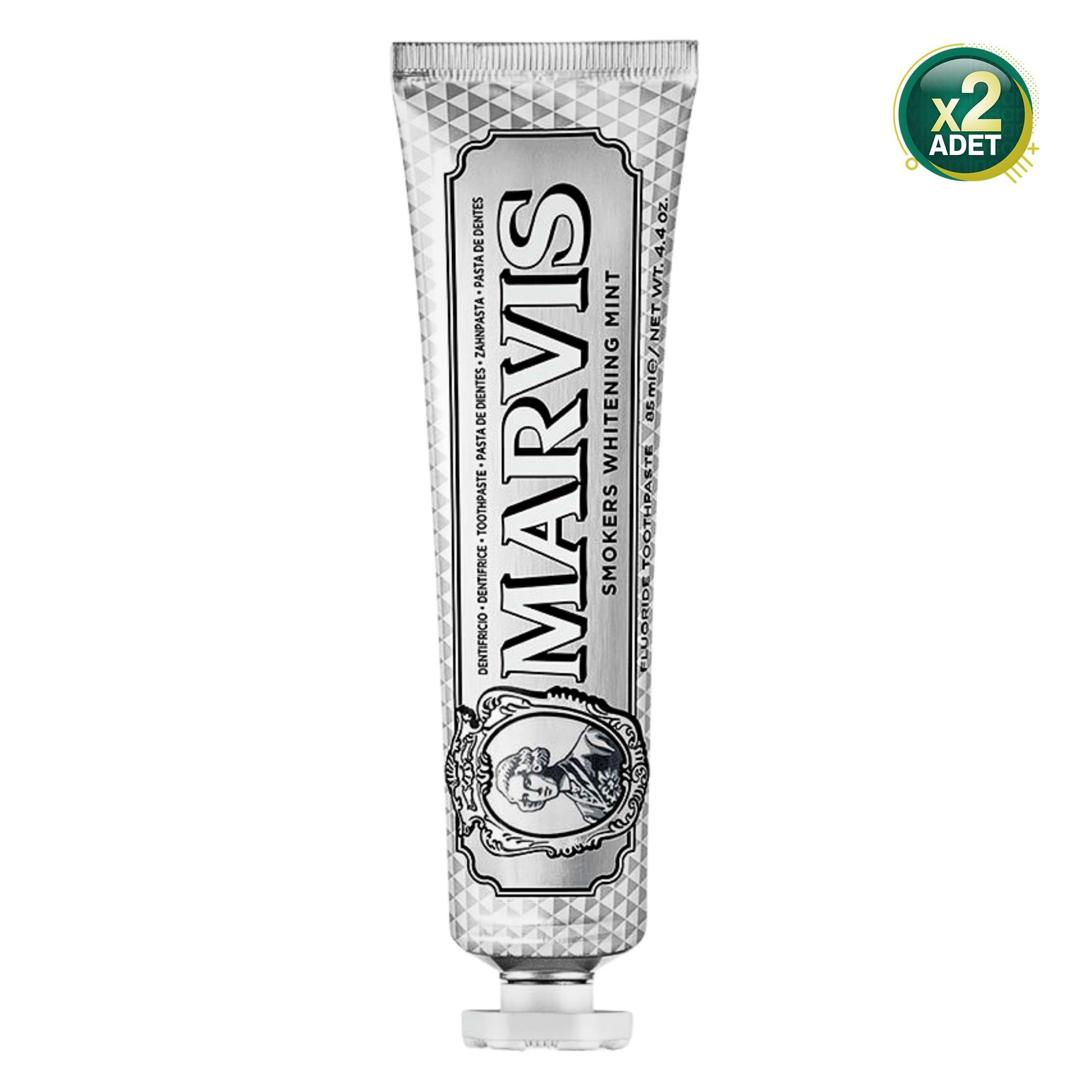 Marvis Whitening Mint Sigara İçenler için Beyazlatıcı 85 ml 2 Adet Florürlü Diş Macunu