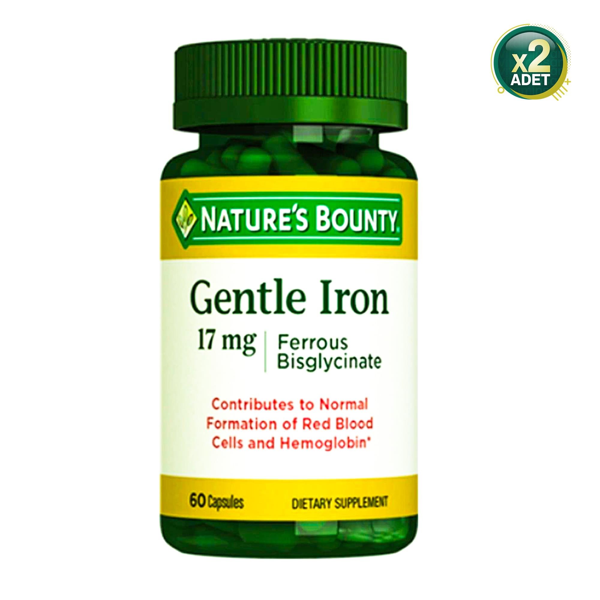 Natures Bounty Gentle Iron 17 mg Takviye Edici Gıda 60 Kapsül 2 Adet