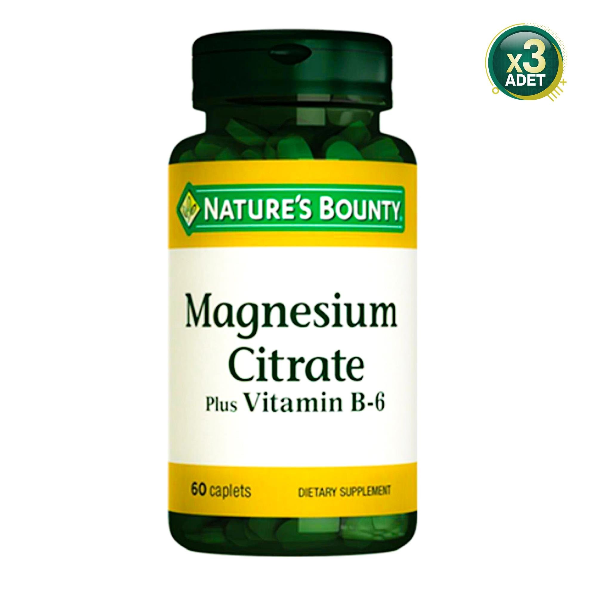 Natures Bounty Magnesium Citrate with Vitamin B6 60 Tablet 3 Adet