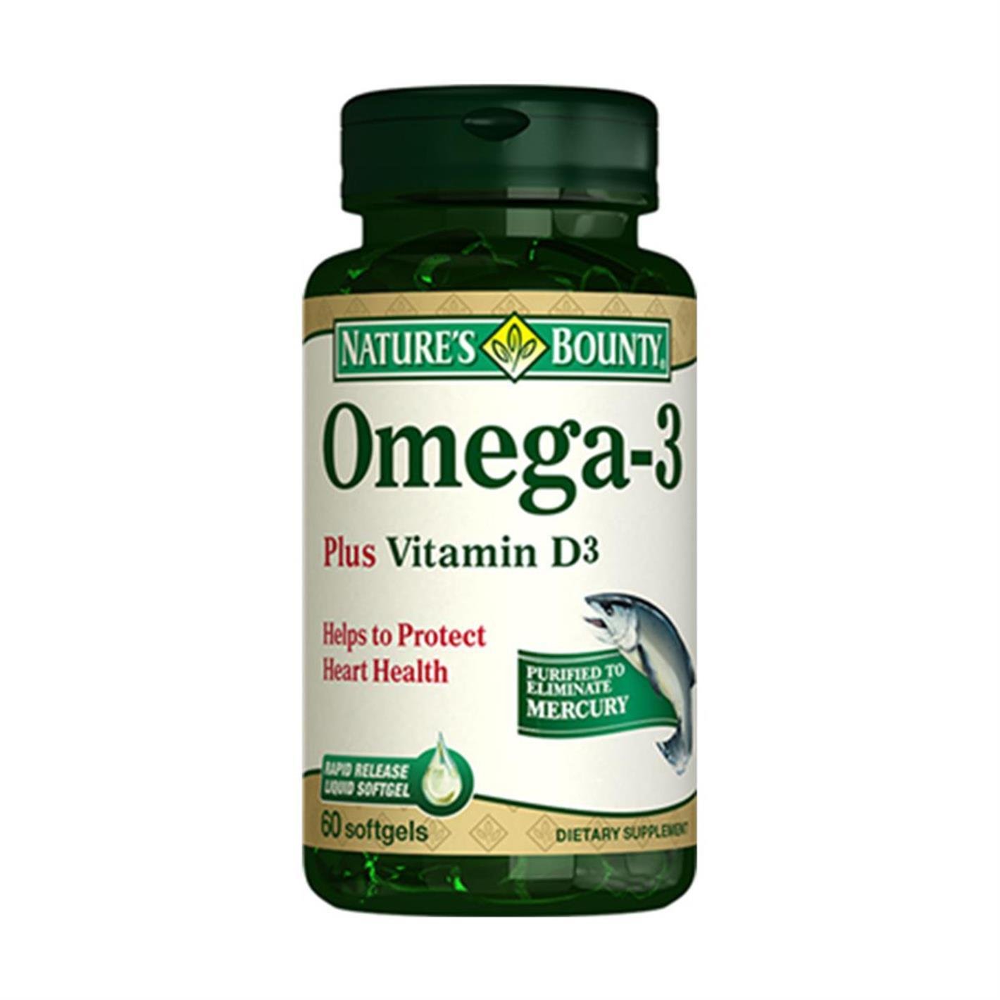 Nature's Bounty Omega-3 Plus Vitamin D3 60 Yumuşak Kapsül