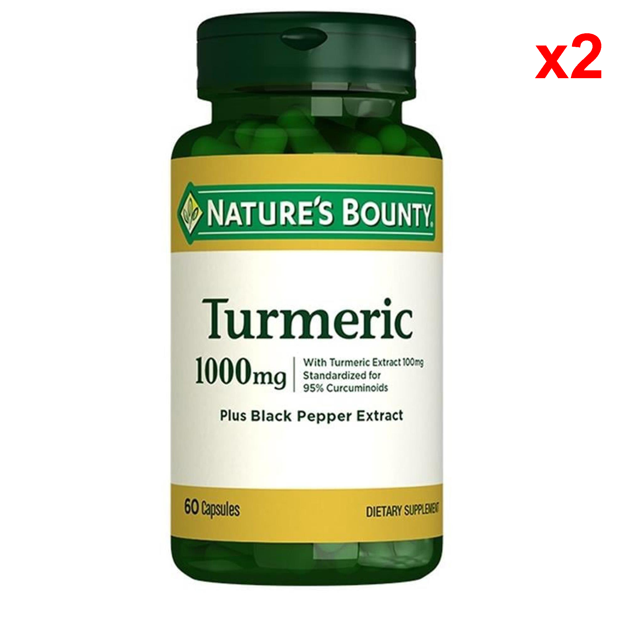 Natures Bounty Turmeric 1000 mg Plus Black Pepper 60 Kapsül 2 Adet