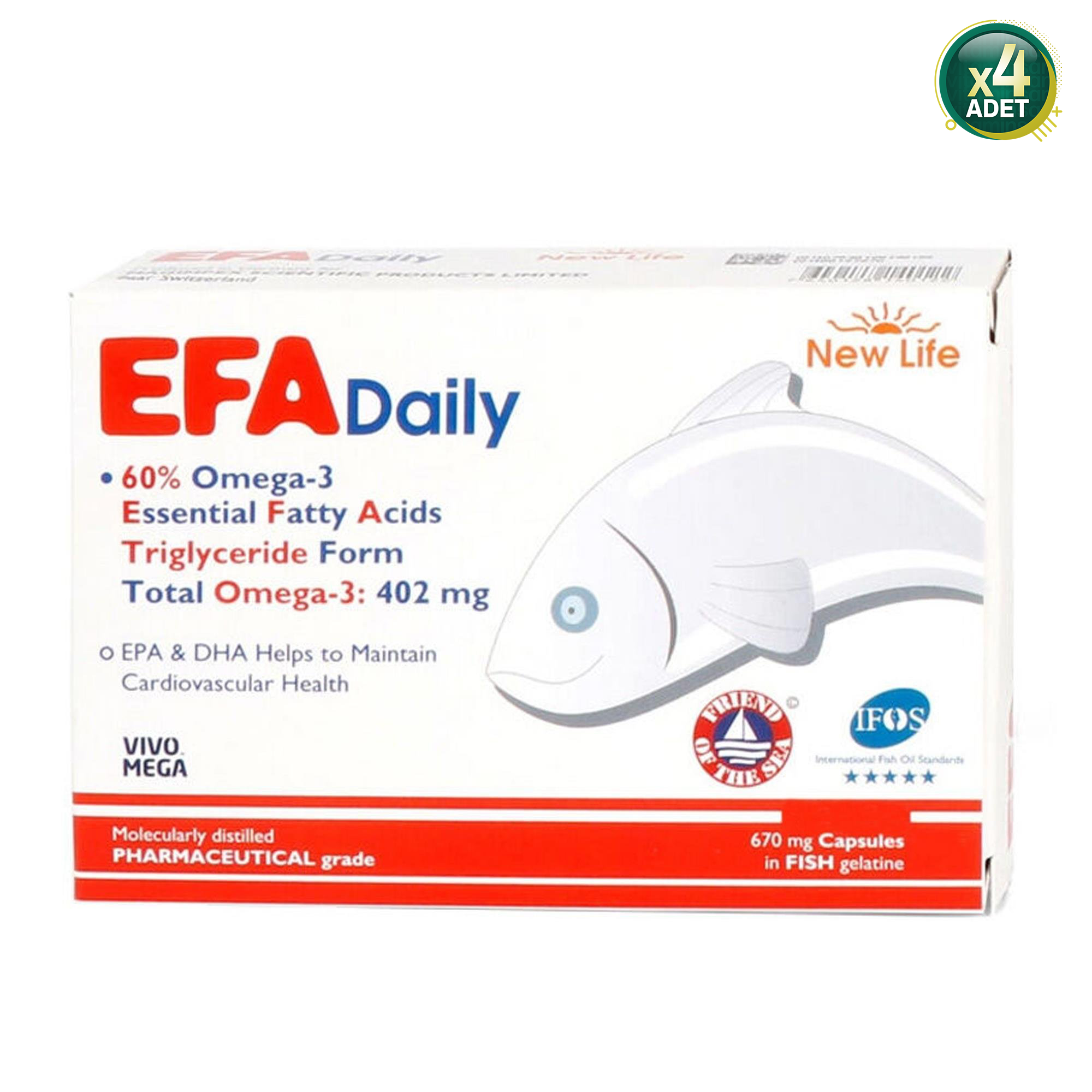 New Life Efa Daily Omega 3 Balık Yağı 30 Kapsül 4'lü