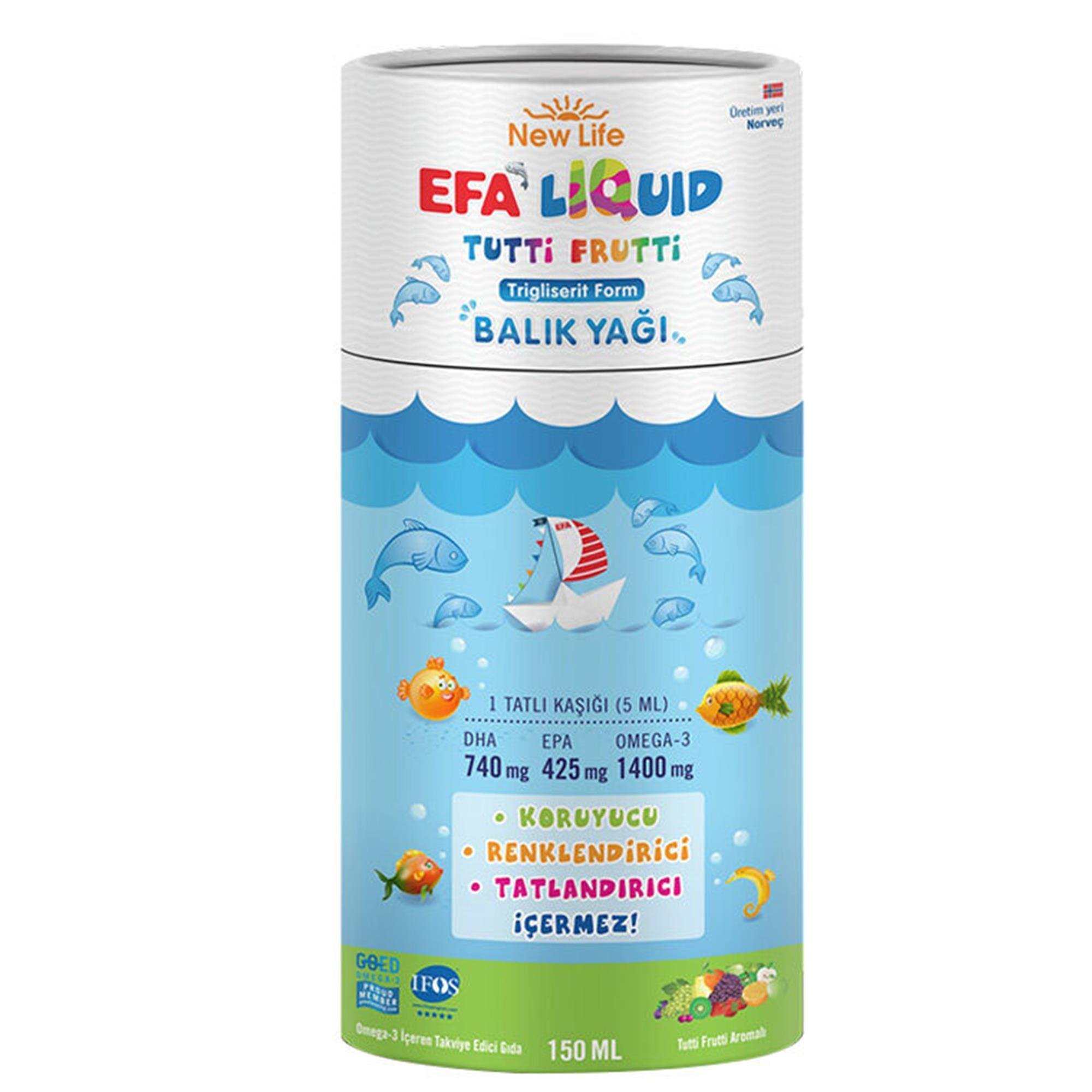 New Life EFA Liquid Tutti Frutti Balık Yağı Şurubu 150 ml