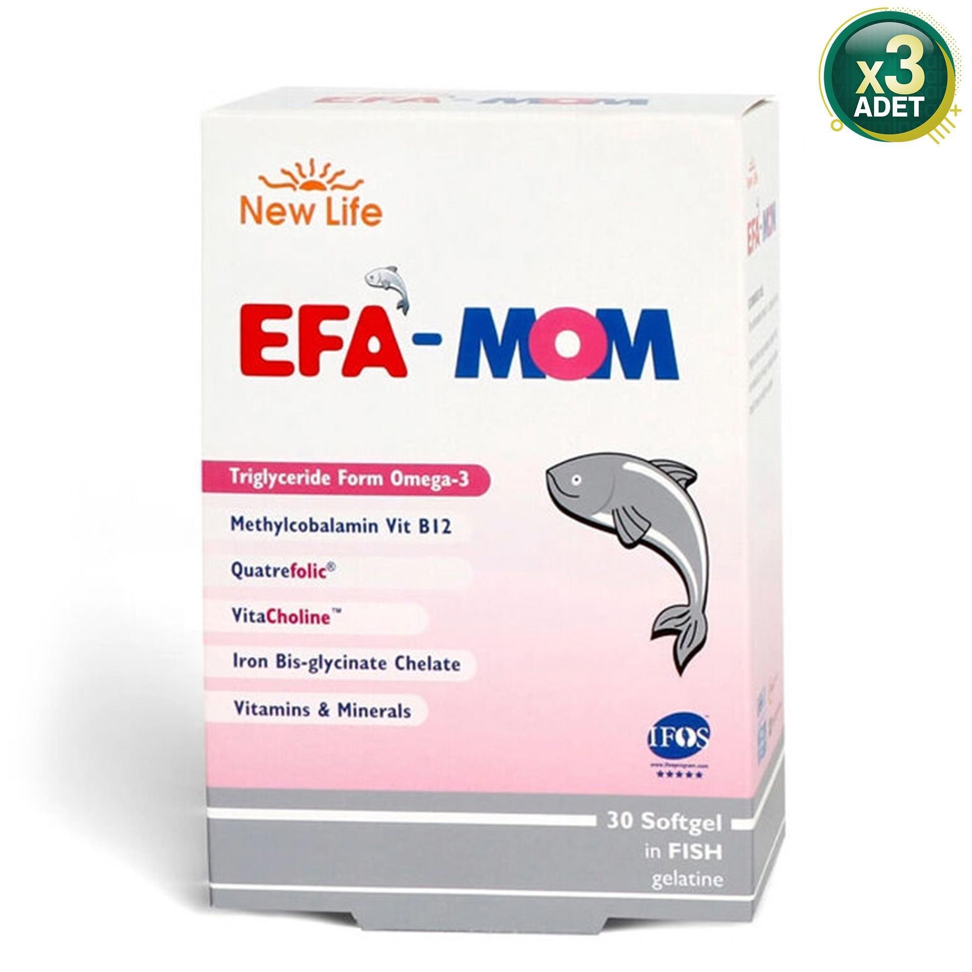 New Life Efa Mom Omega 3 Balık Yağı 30 Kapsül 3'lü