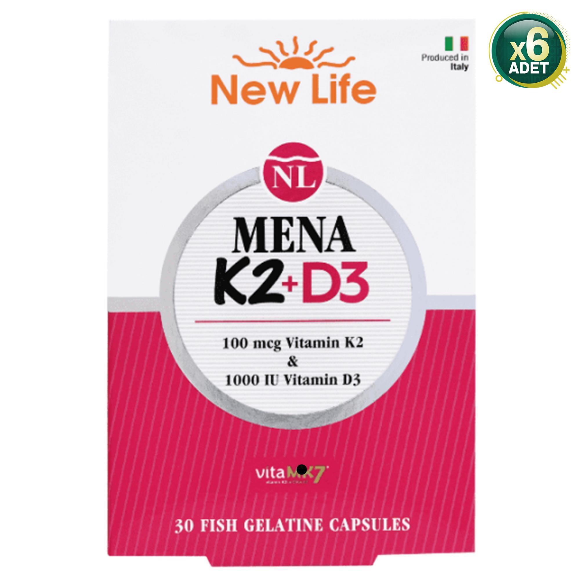 New Life Mena K2+D3 30 Kapsül 6'lı