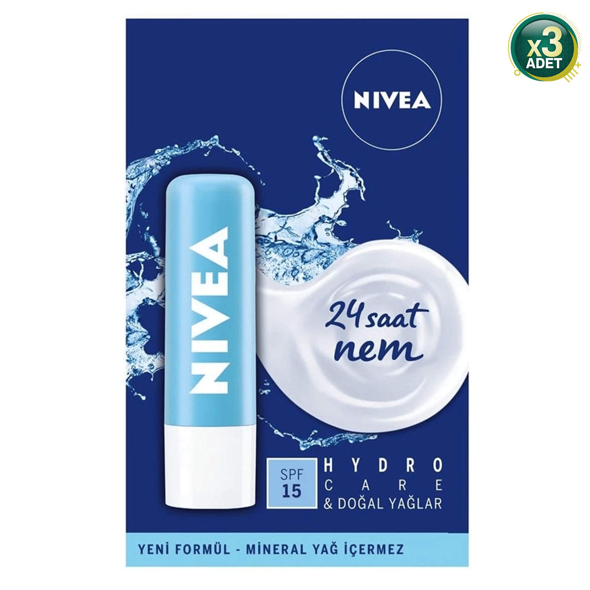 Nivea Hydro Care Dudak Bakım Kremi 4.8 gr 3 Adet