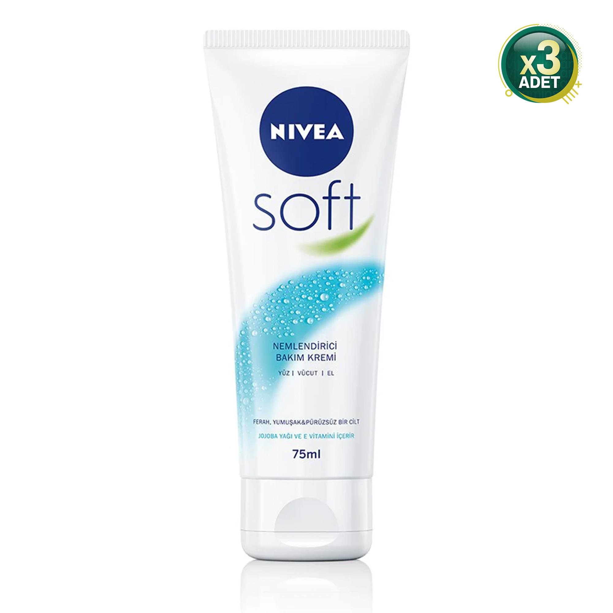 Nivea Soft Tüp Nemlendirici Bakım Kremi 75 ml 3 Adet