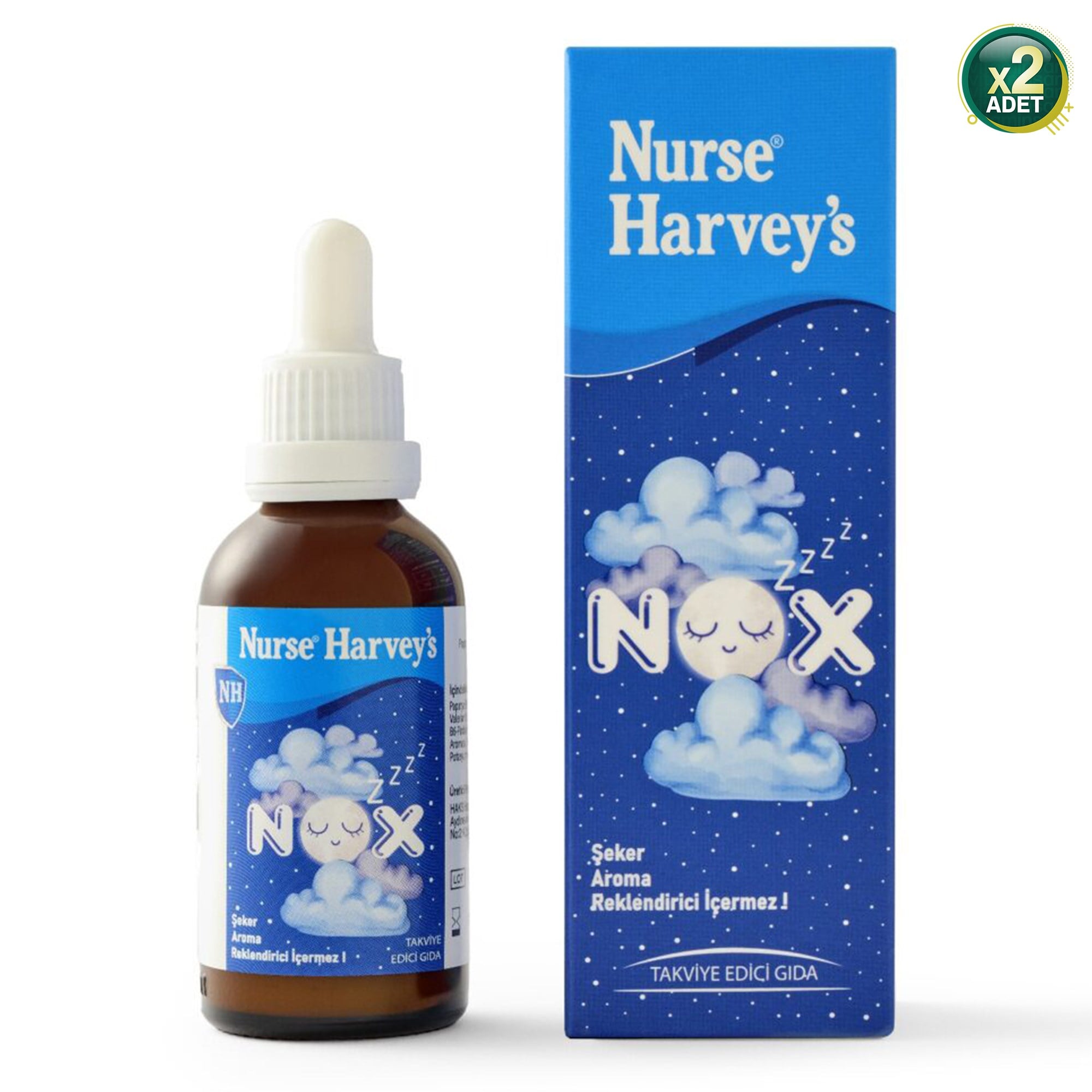 Nurse Harvey's Nox Bitkisel Uyku Damlası 50 ml x 2 Adet - Bebek Çocuk ve Yetişkin Avantaj Paketi