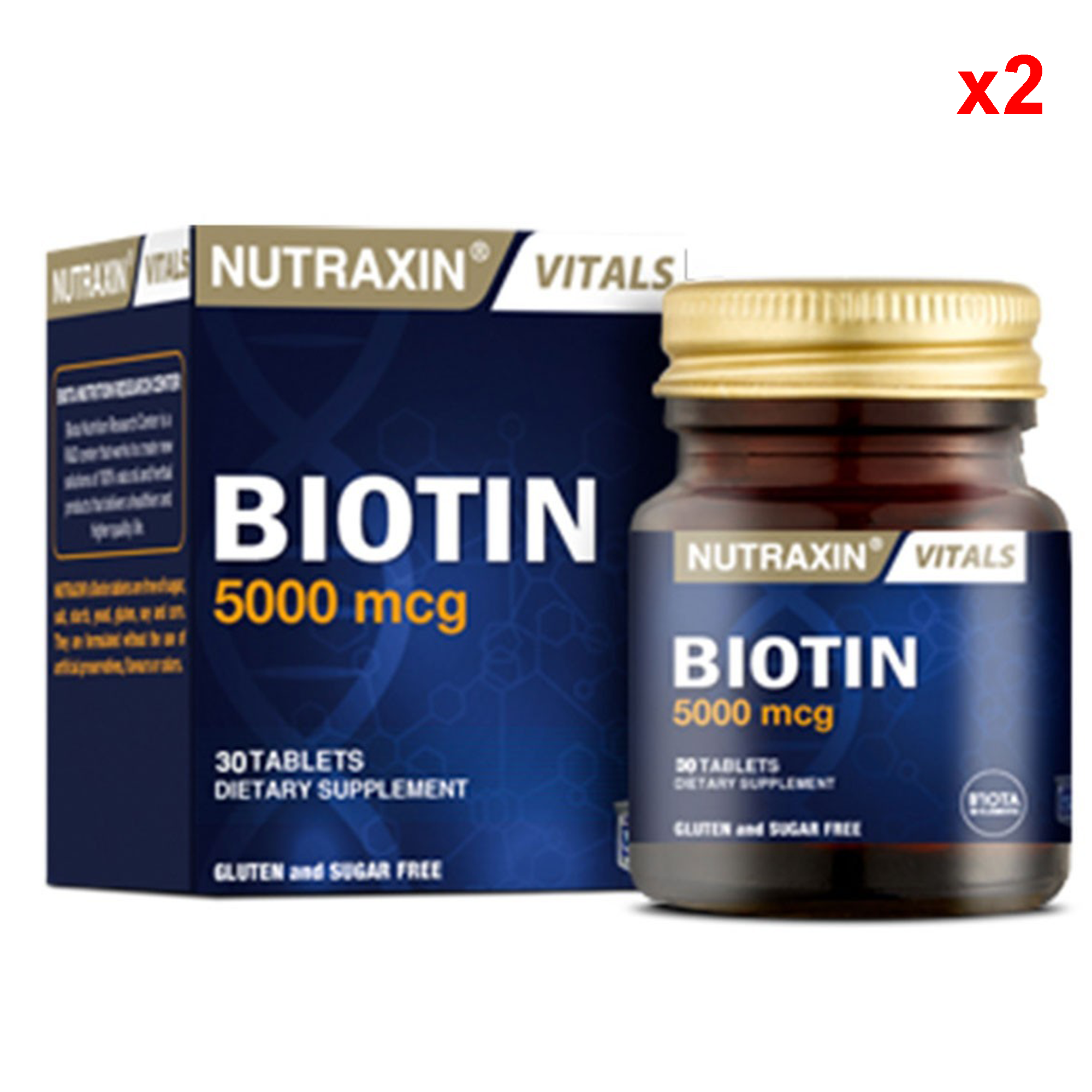 Nutraxin Biotin 5000 mcg Takviye Edici Gıda 30 Tablet 2 Adet