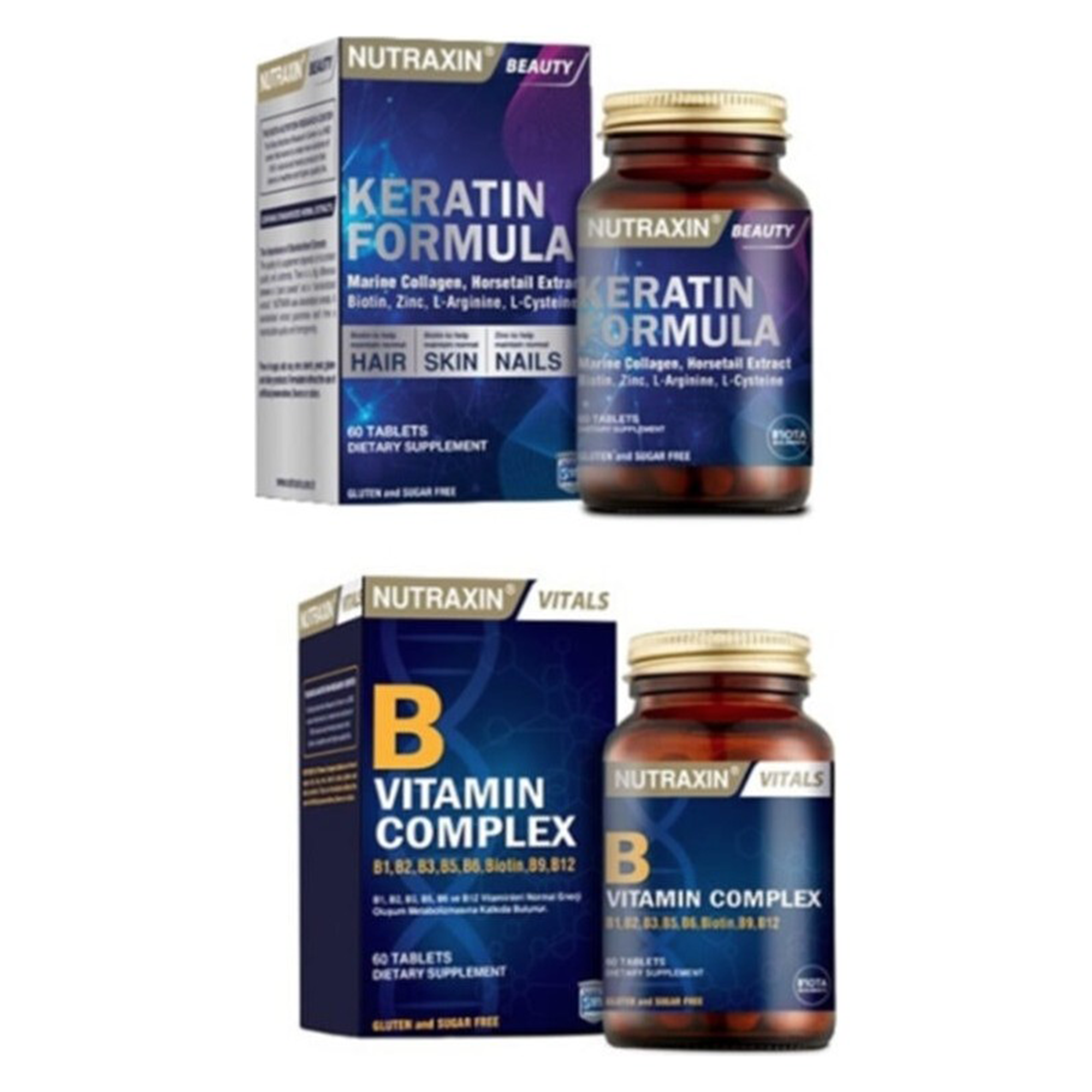 Nutraxin Keratin Formula 60 Tablet + B Vitamin Complex 60 Tablet