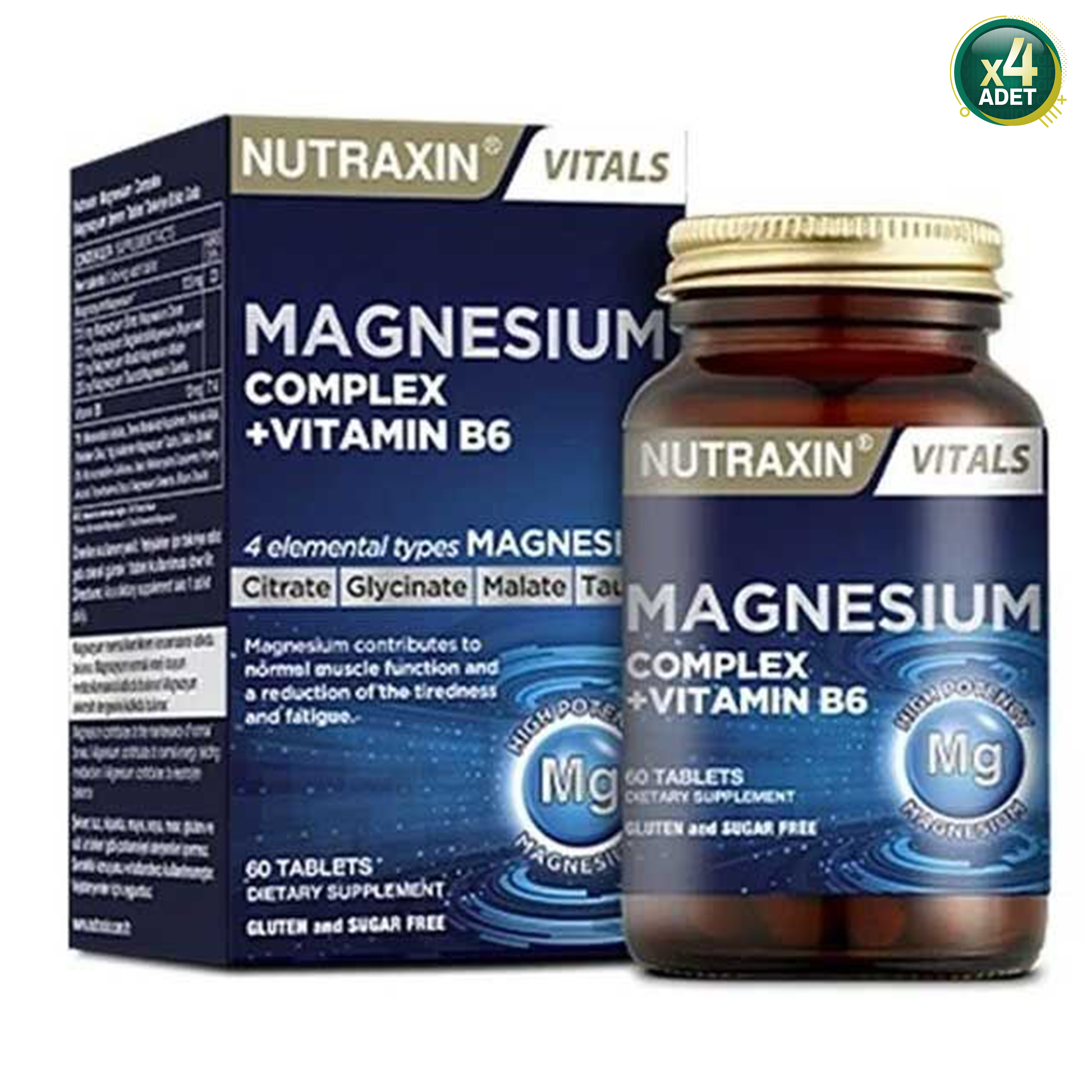 Nutraxin Magnesium Complex Vitamin B6 60 Tablet 4 Adet