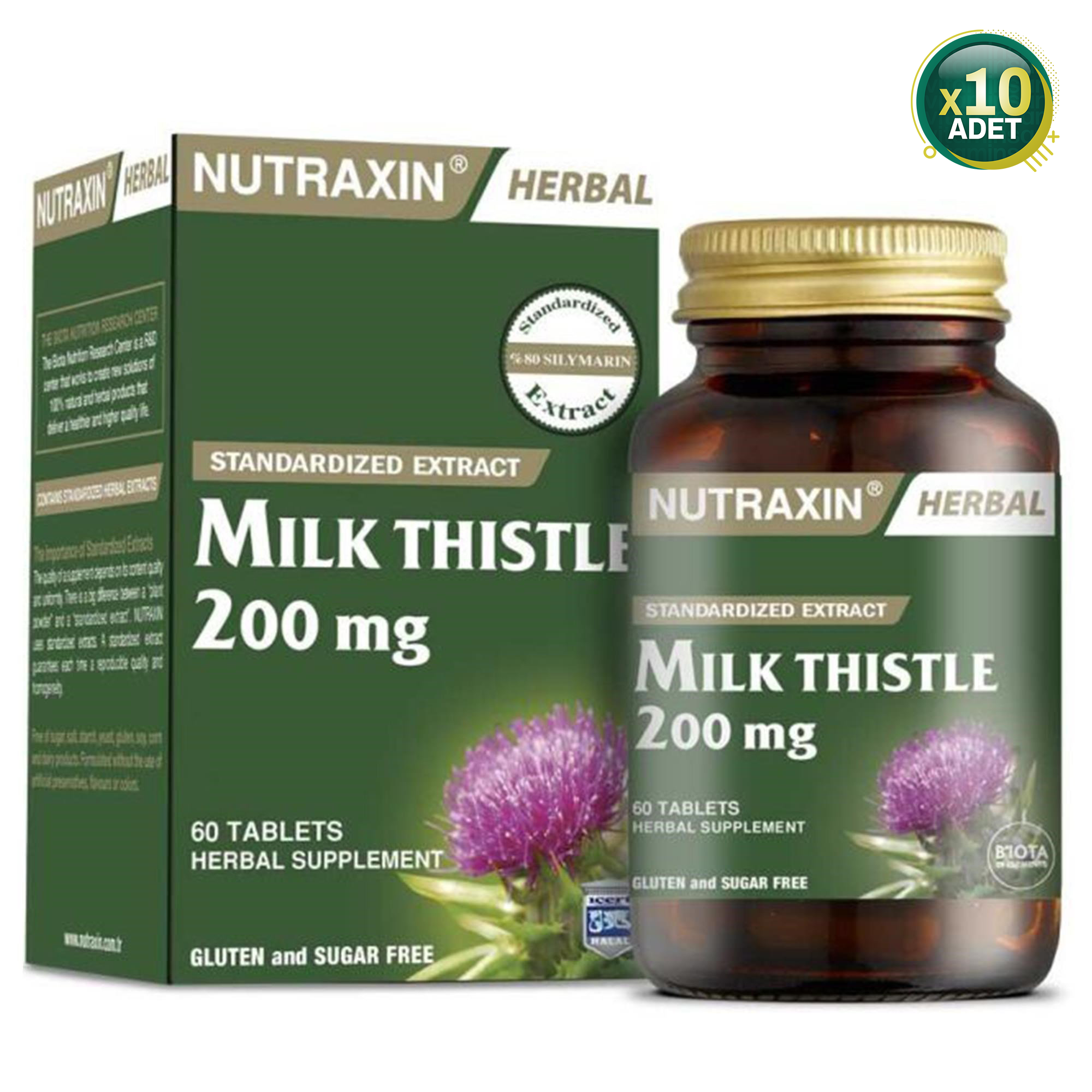 Nutraxin Milk Thistle 200 mg 60 Tablet 10 Adet