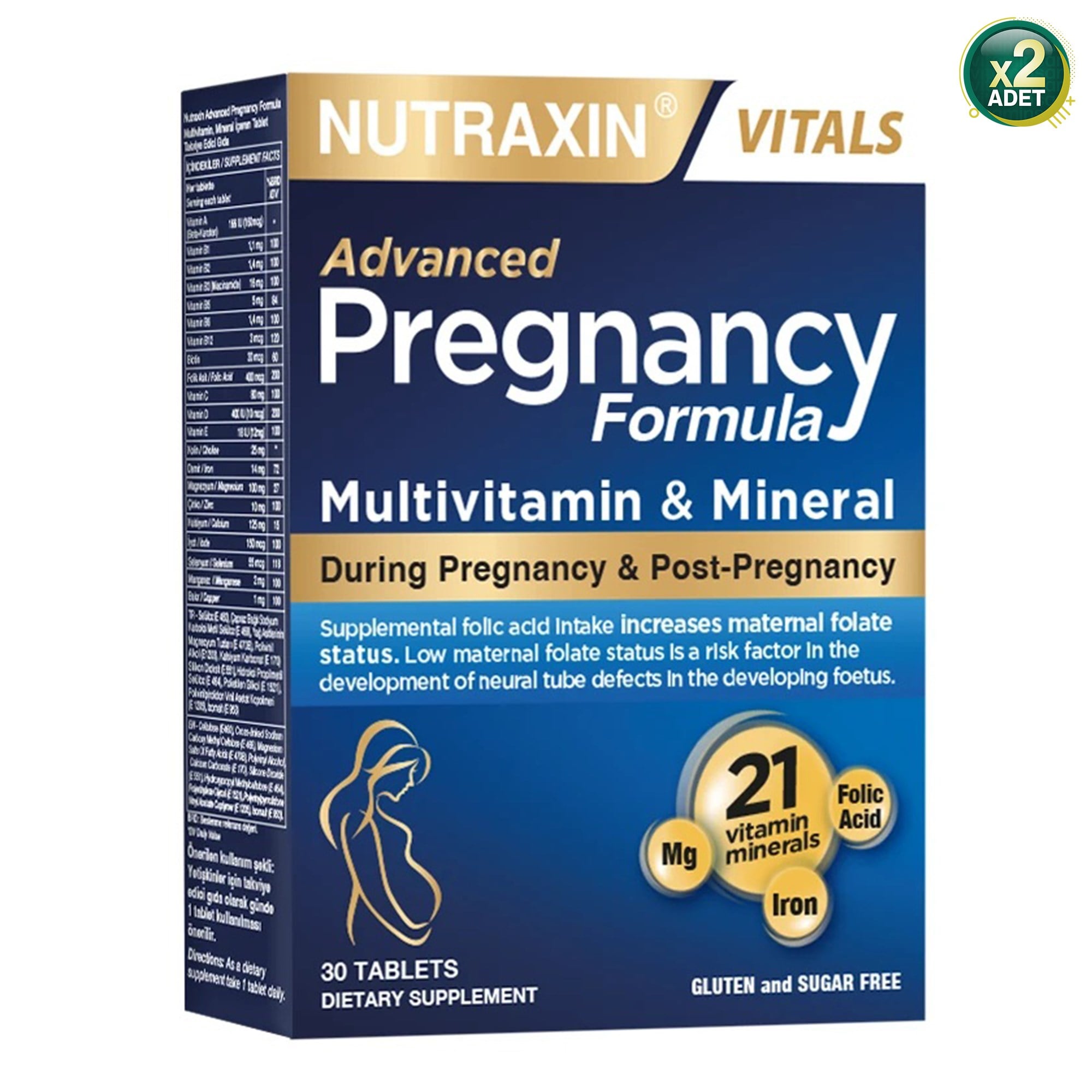 Nutraxin Pregnancy Formula Multivitamin 30 Tablet x 2 Adet