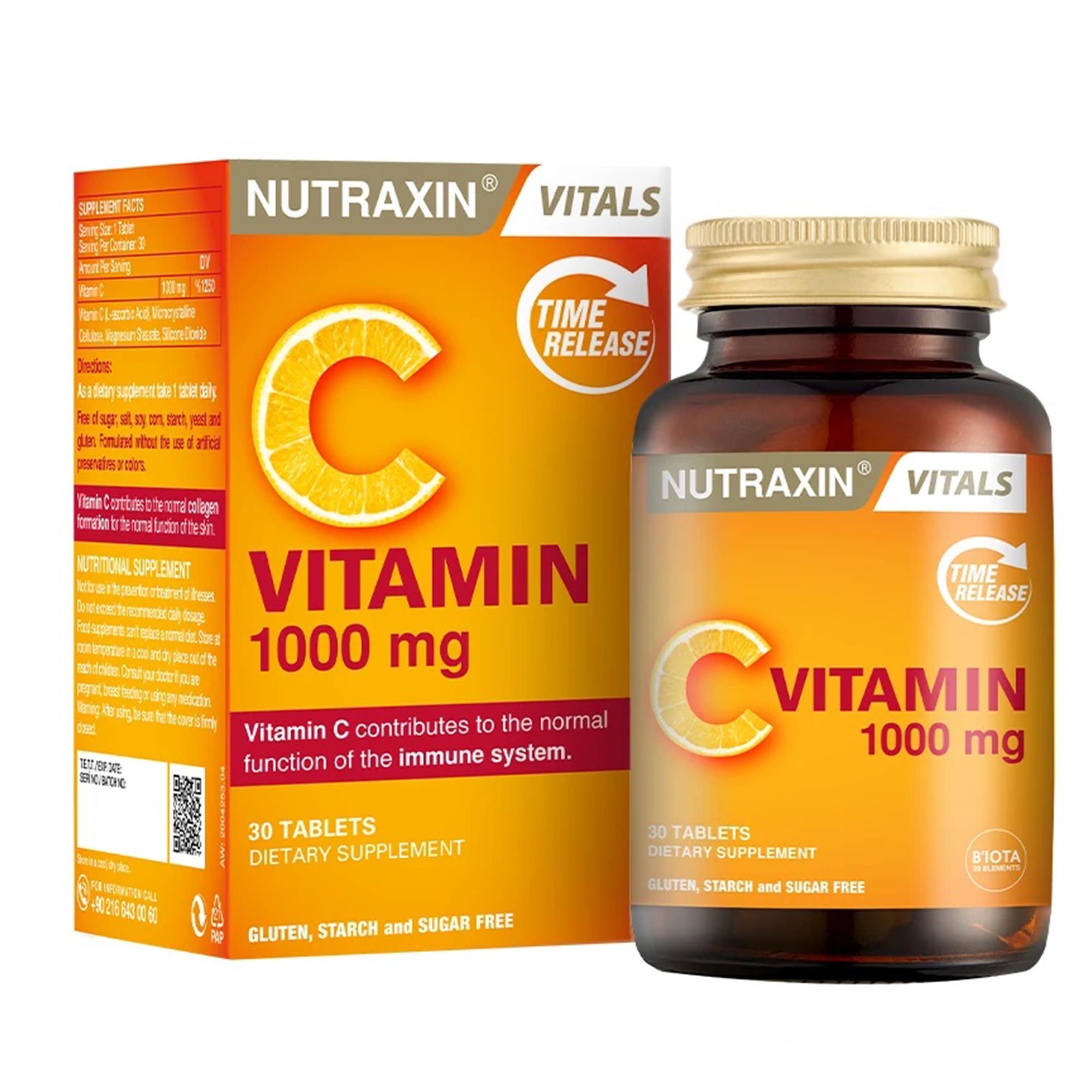 Nutraxin Vitamin C 1000 mg Takviye Edici Gıda 30 Tablet