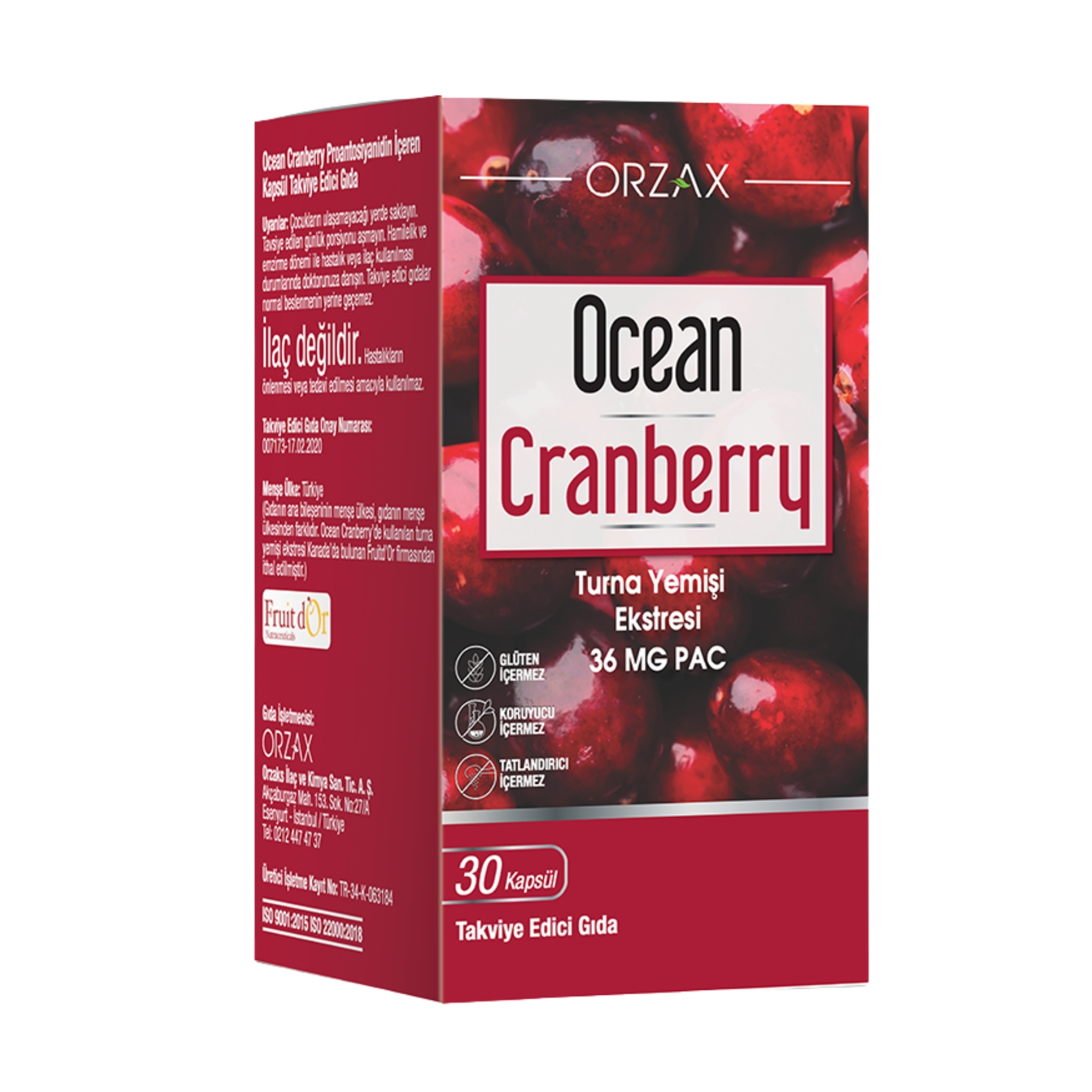 Ocean Cranberry Turna Yemişi Ekstresi 36 Mg Pac 30 Kapsül