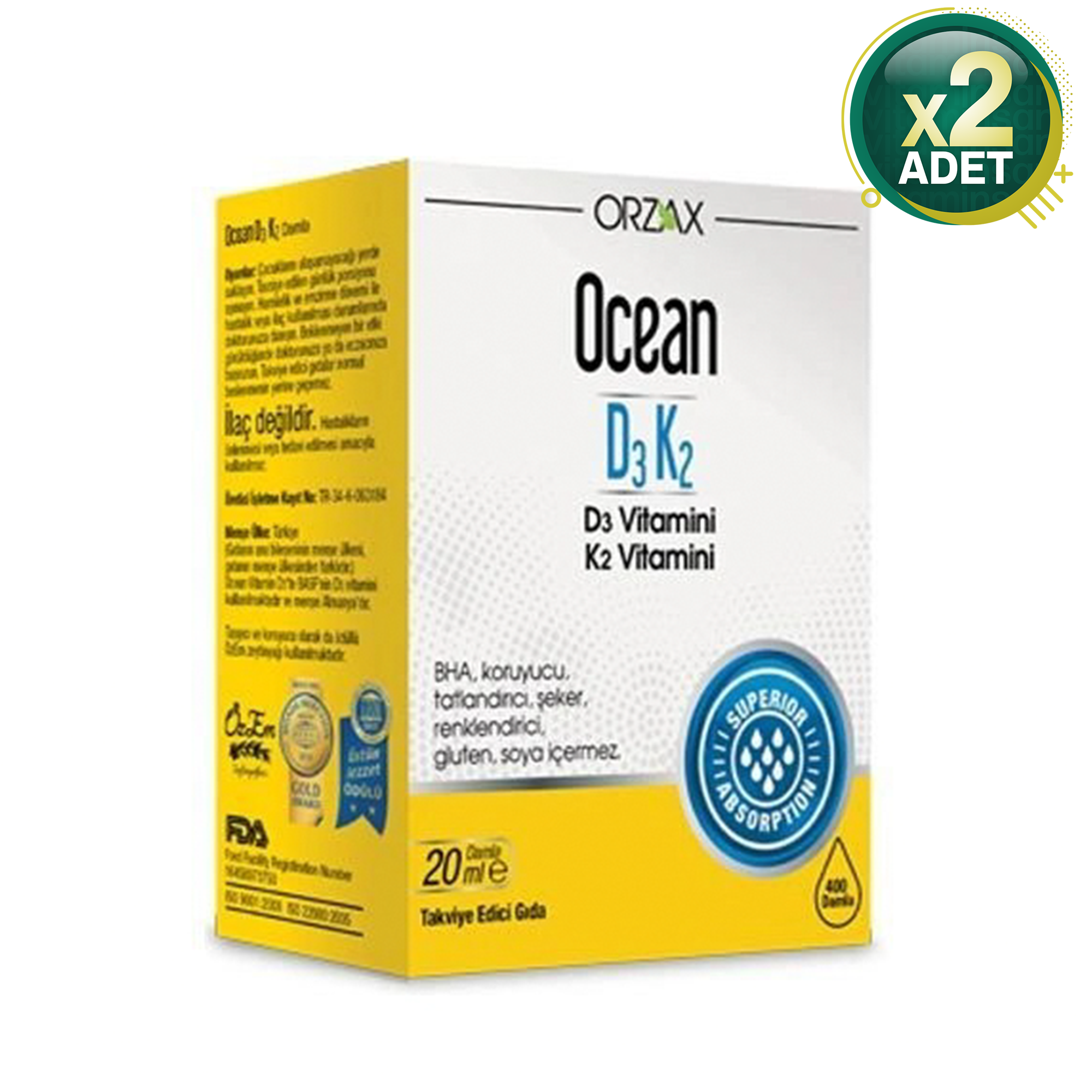 Ocean D3K2 Damla 20 ml 2 Adet