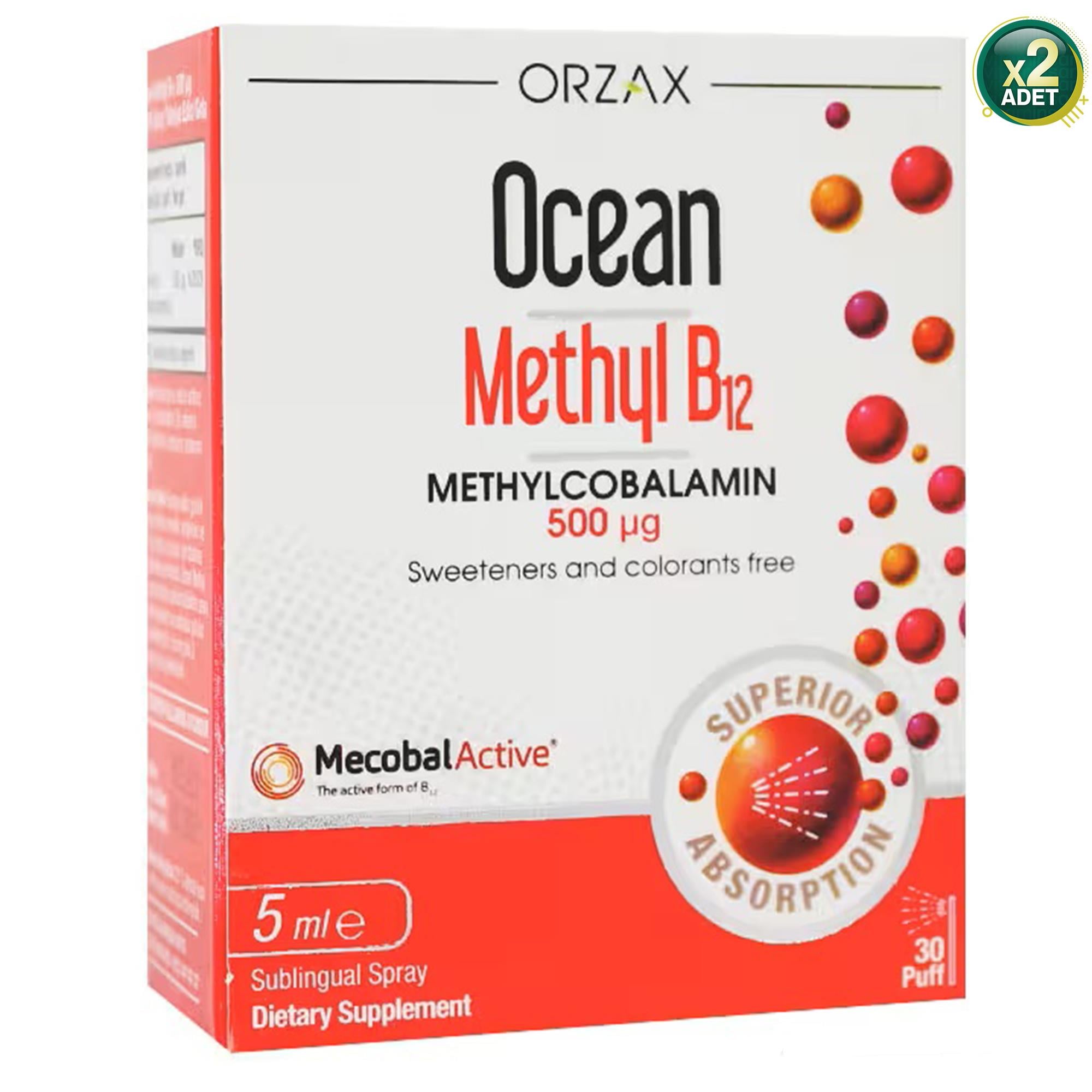Ocean Methyl B12 500 Mcg 5 mL Sprey 2 Adet