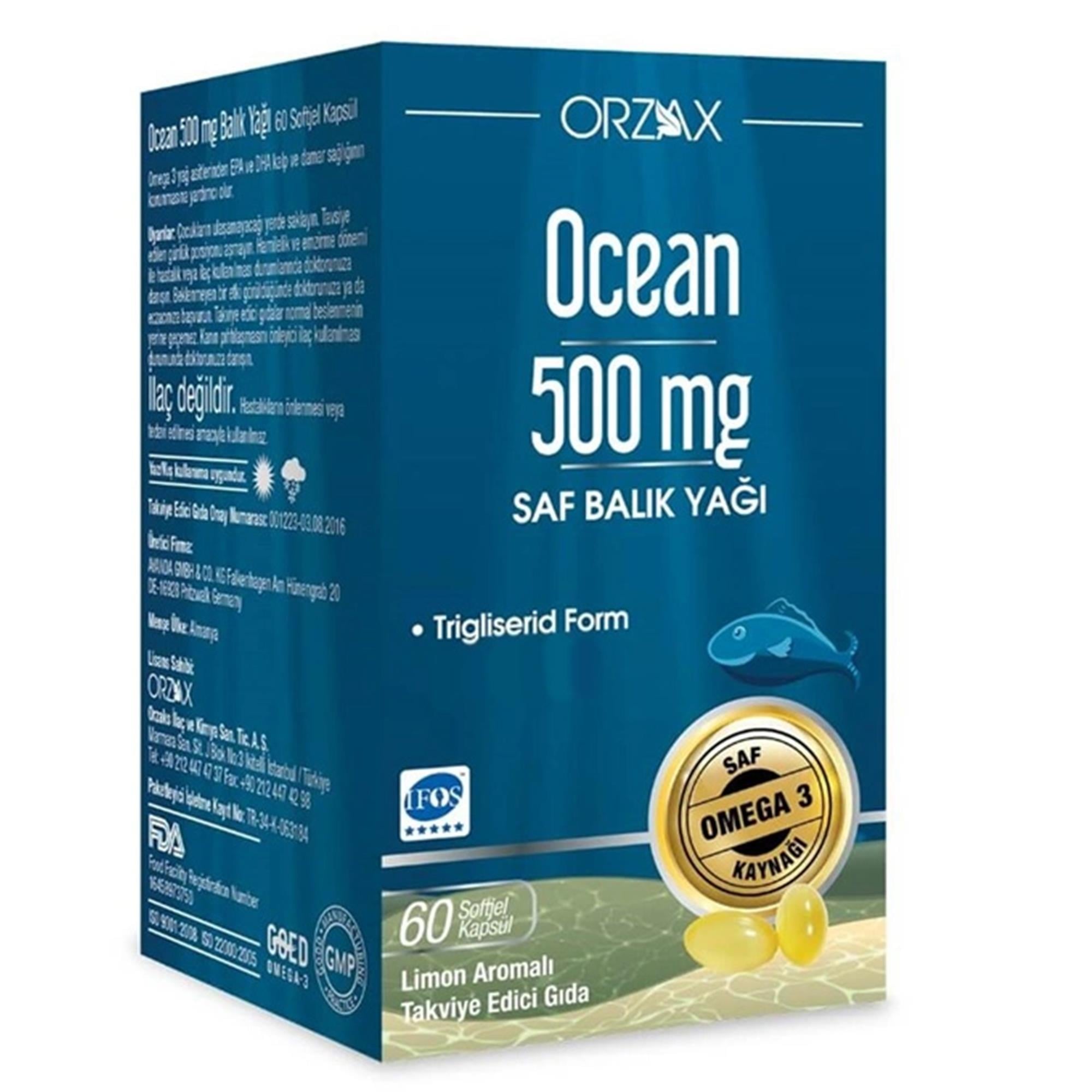 Ocean Omega 3 Balık Yağı 500 mg 60 Kapsül