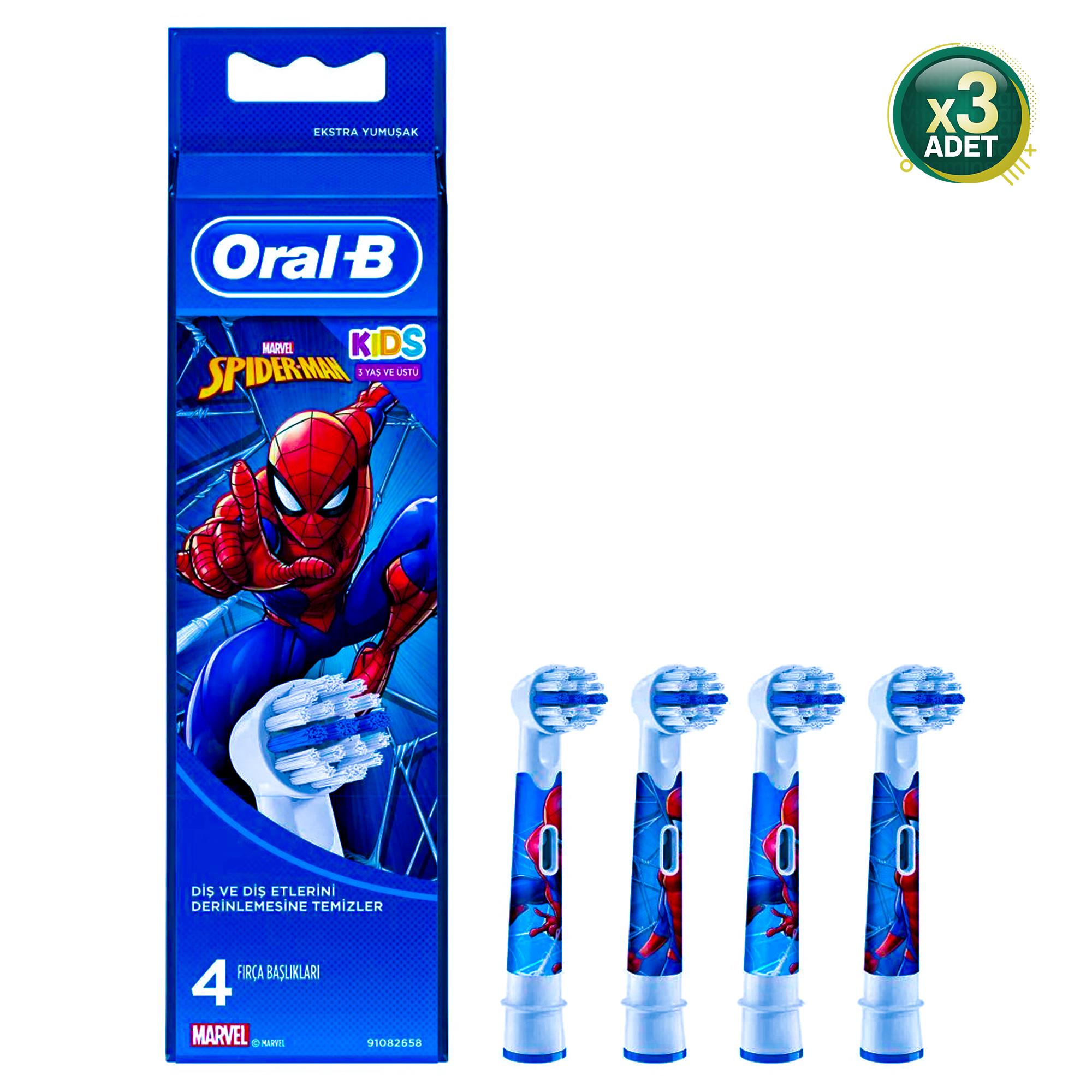 Oral-B Spiderman 4'lü Çocuk Diş Fırçası Başlığı 3 Adet