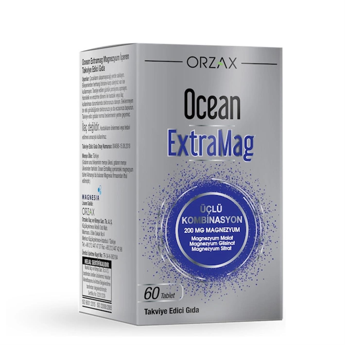 Orzax Ocean ExtraMag Üçlü Magnezyum Kombiasyonu 60 Tablet