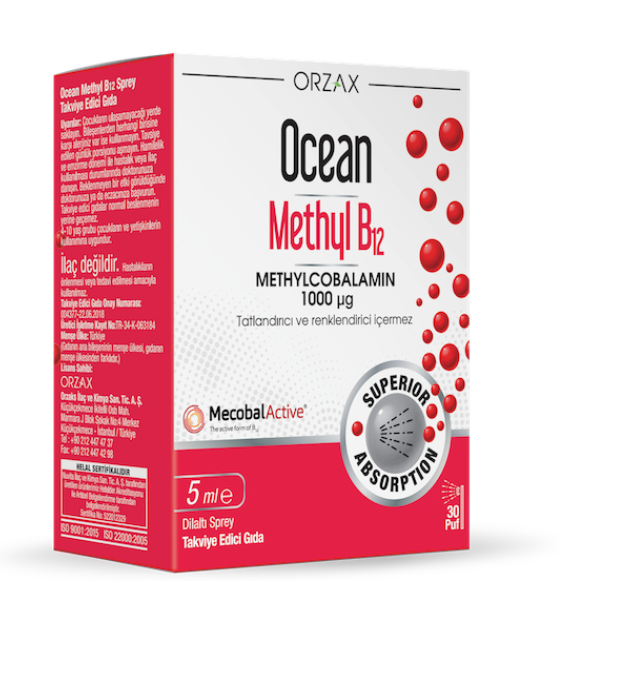 Orzax Ocean Methyl B12 5 ml Takviye Edici Gıda