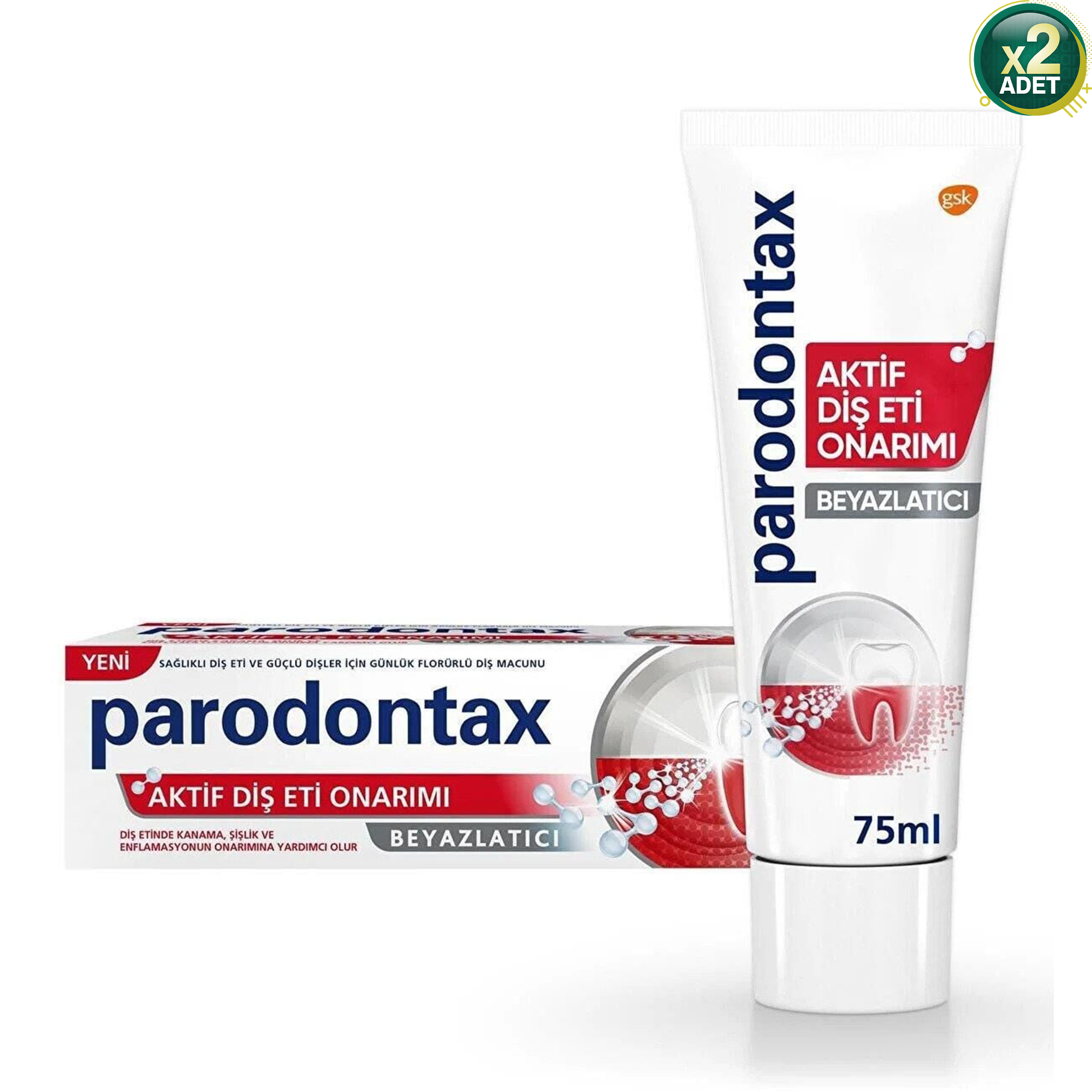 Parodontax Aktif Diş Eti Onarımı Beyazlatıcı Diş Macunu 75 ml x 2 AdetOnarıcı Özellikli