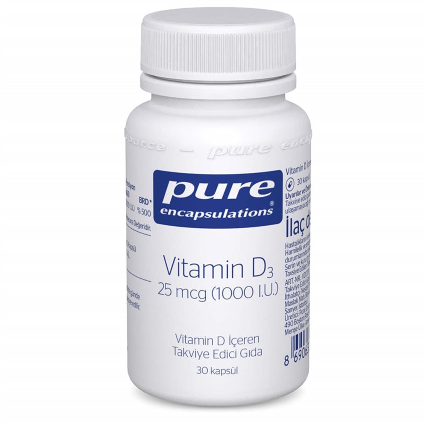Pure Vitamin D3 1000 IU 30 Kapsül