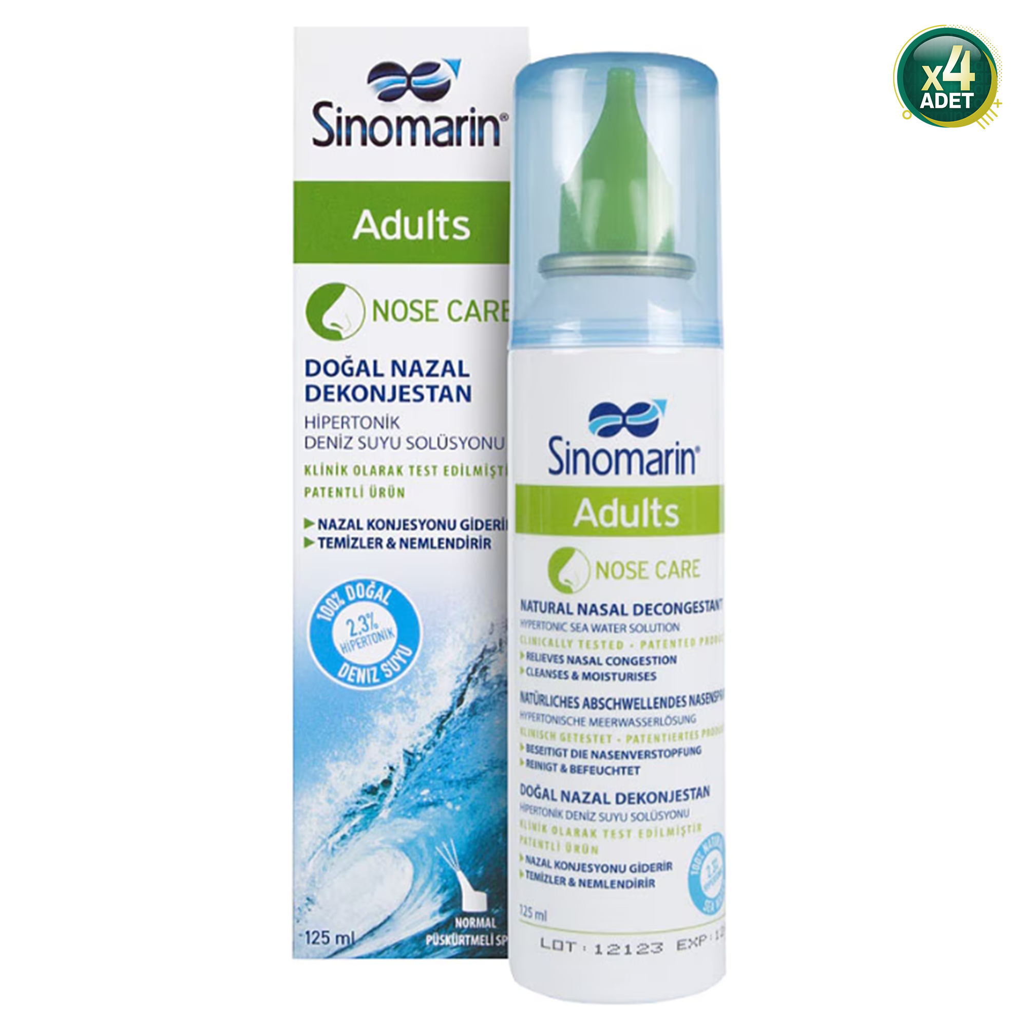Sinomarin Adults Nasal Sprey 125Ml 4 Adet