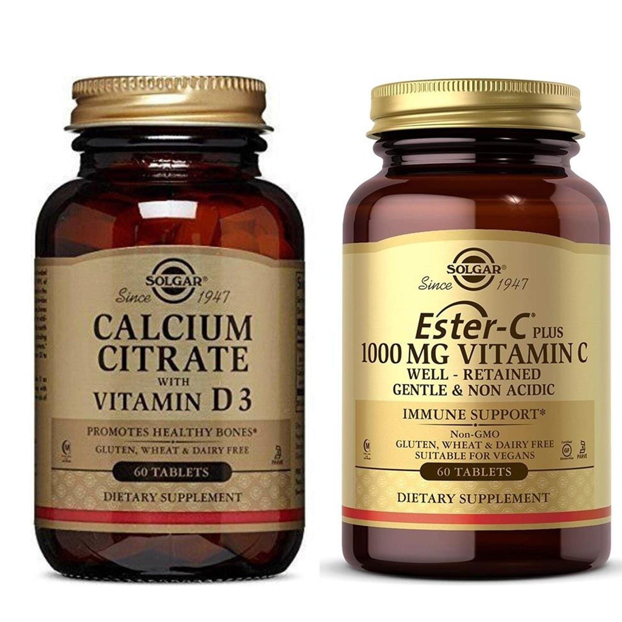 Solgar Calcium Citrate With Vitamin D 3 60 Tablet Ester-c Plus 1000 Mg 60 Tablet