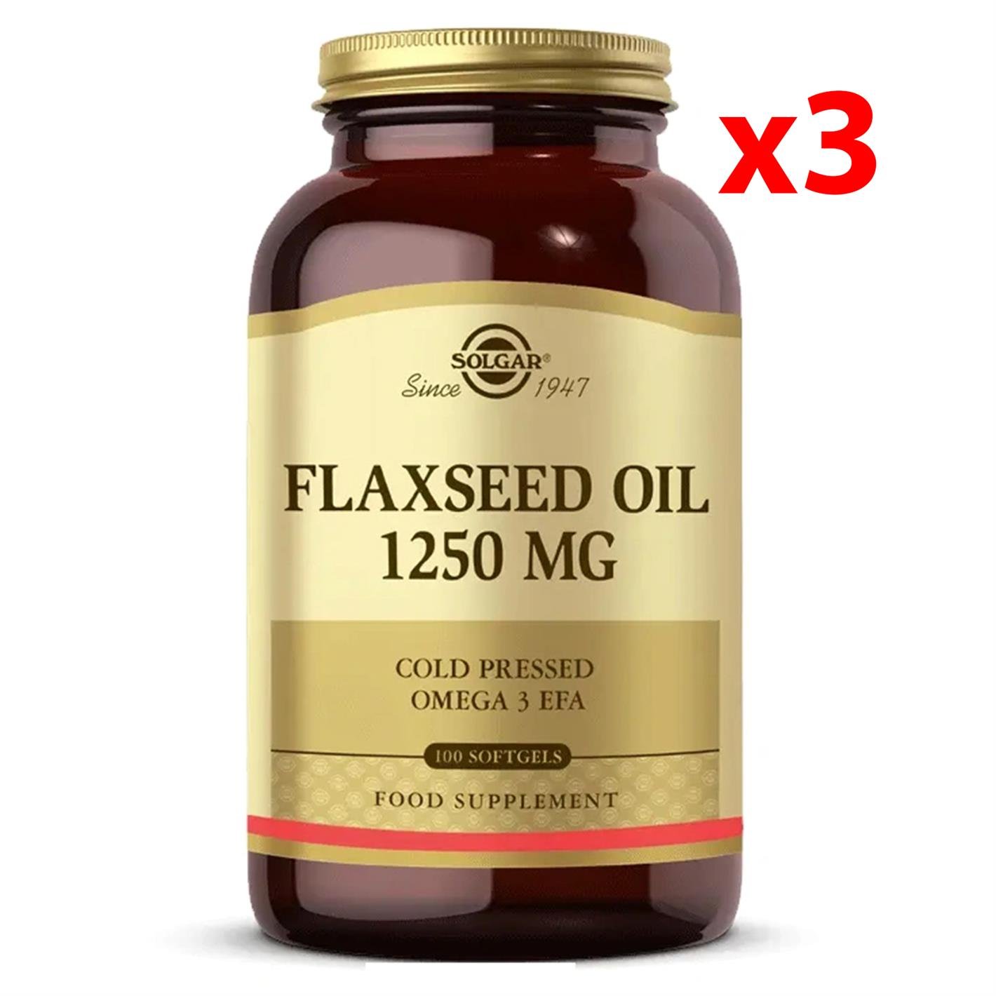 Solgar Flaxseed Oil 1250 mg 100 Kapsül 3 Adet
