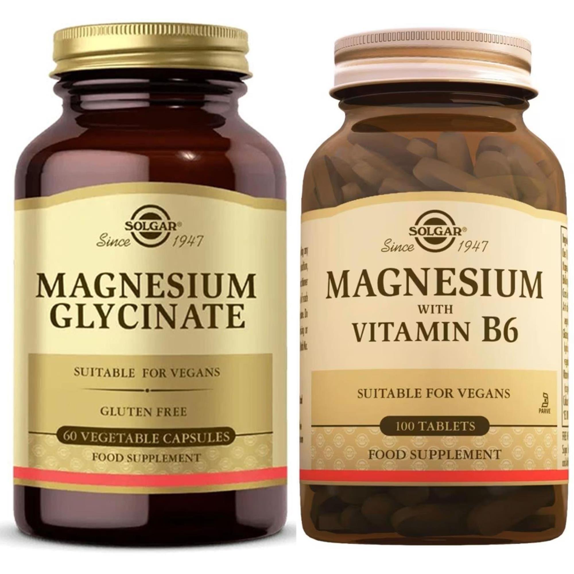 Solgar Magnesium Glycinate + Solgar Magnesium With Vitamin B6