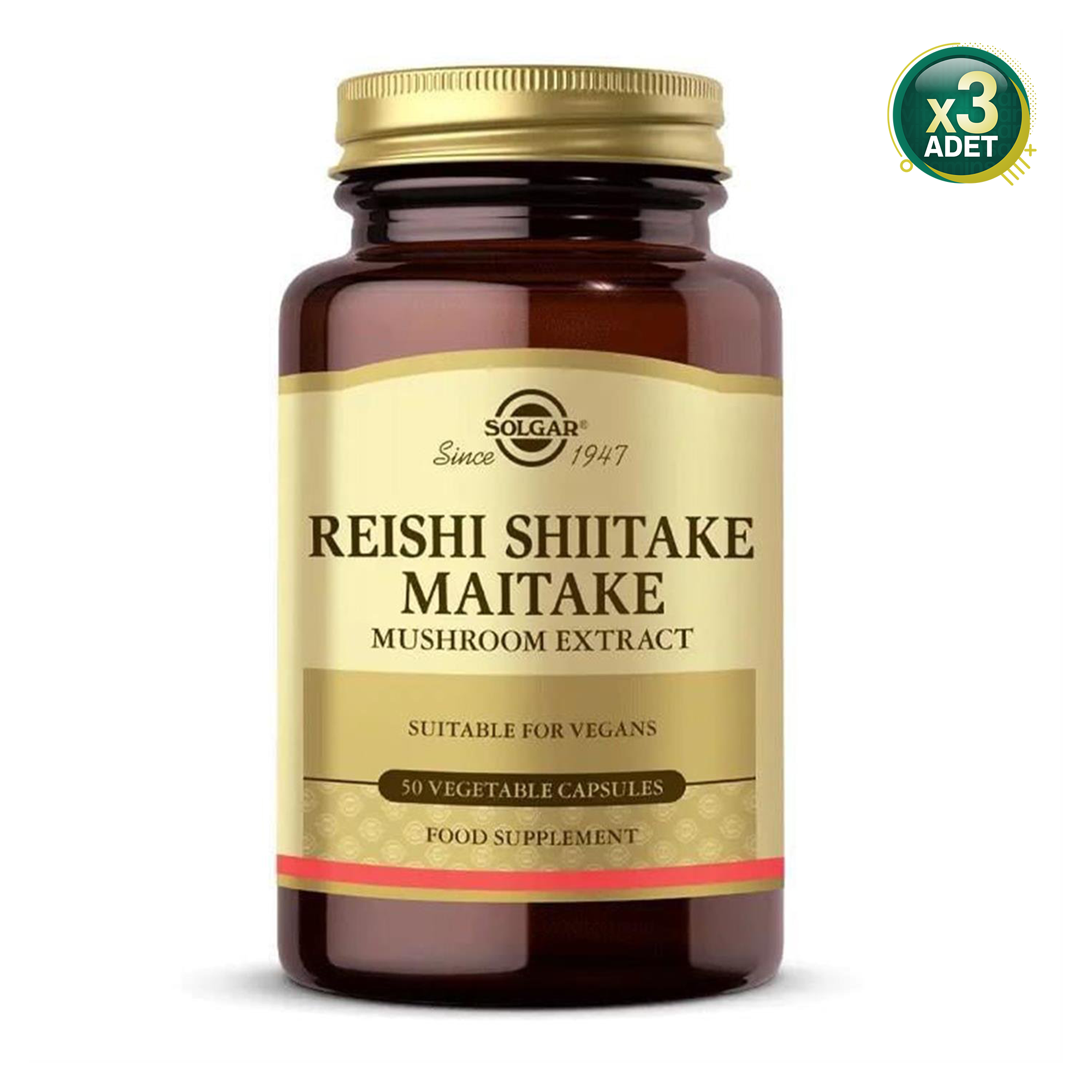 Solgar Reishi Shiitake Maitake Mushroom Extract 50 Kapsül 3 Adet