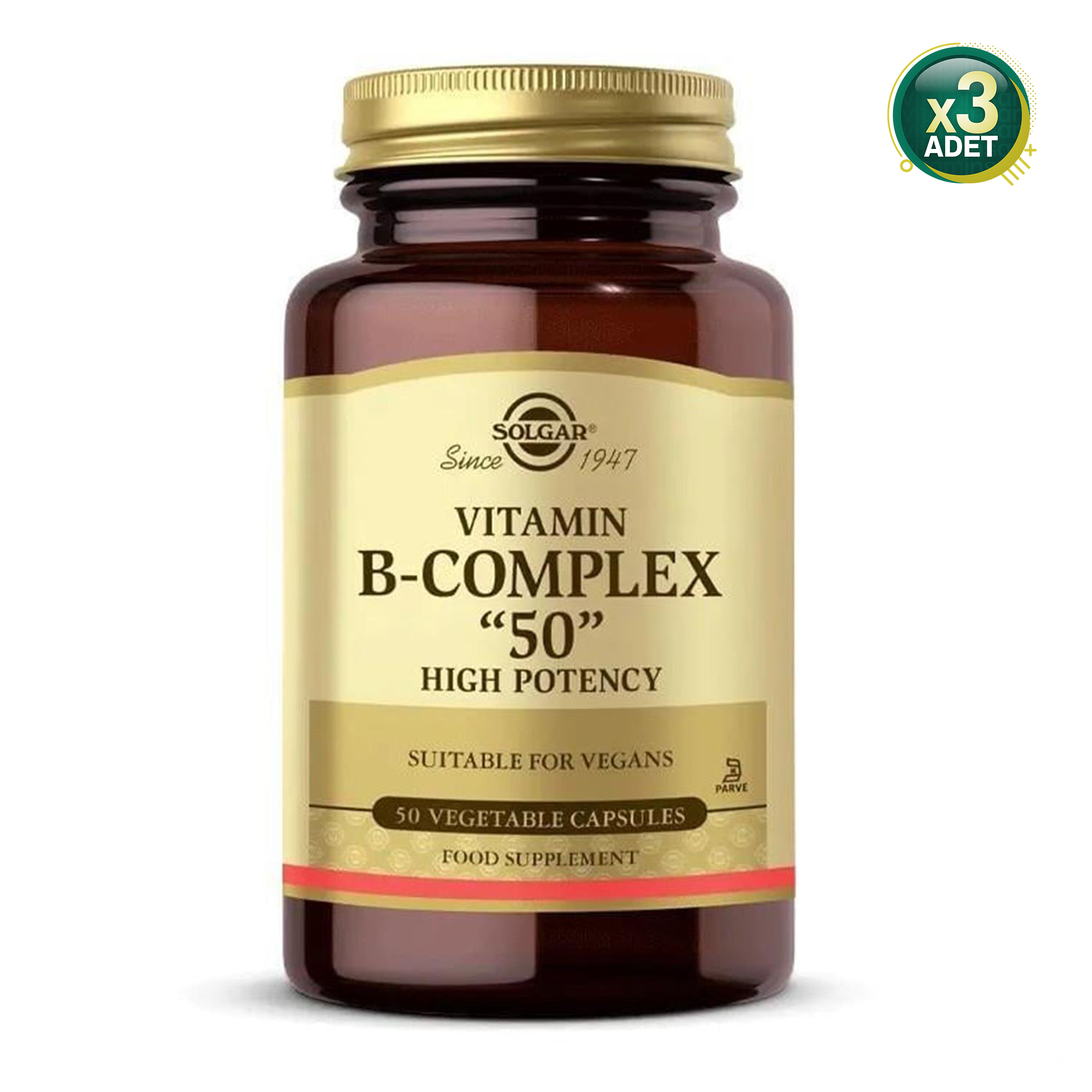 Solgar Vitamin B-Complex '50' 50 Kapsül 3 Adet
