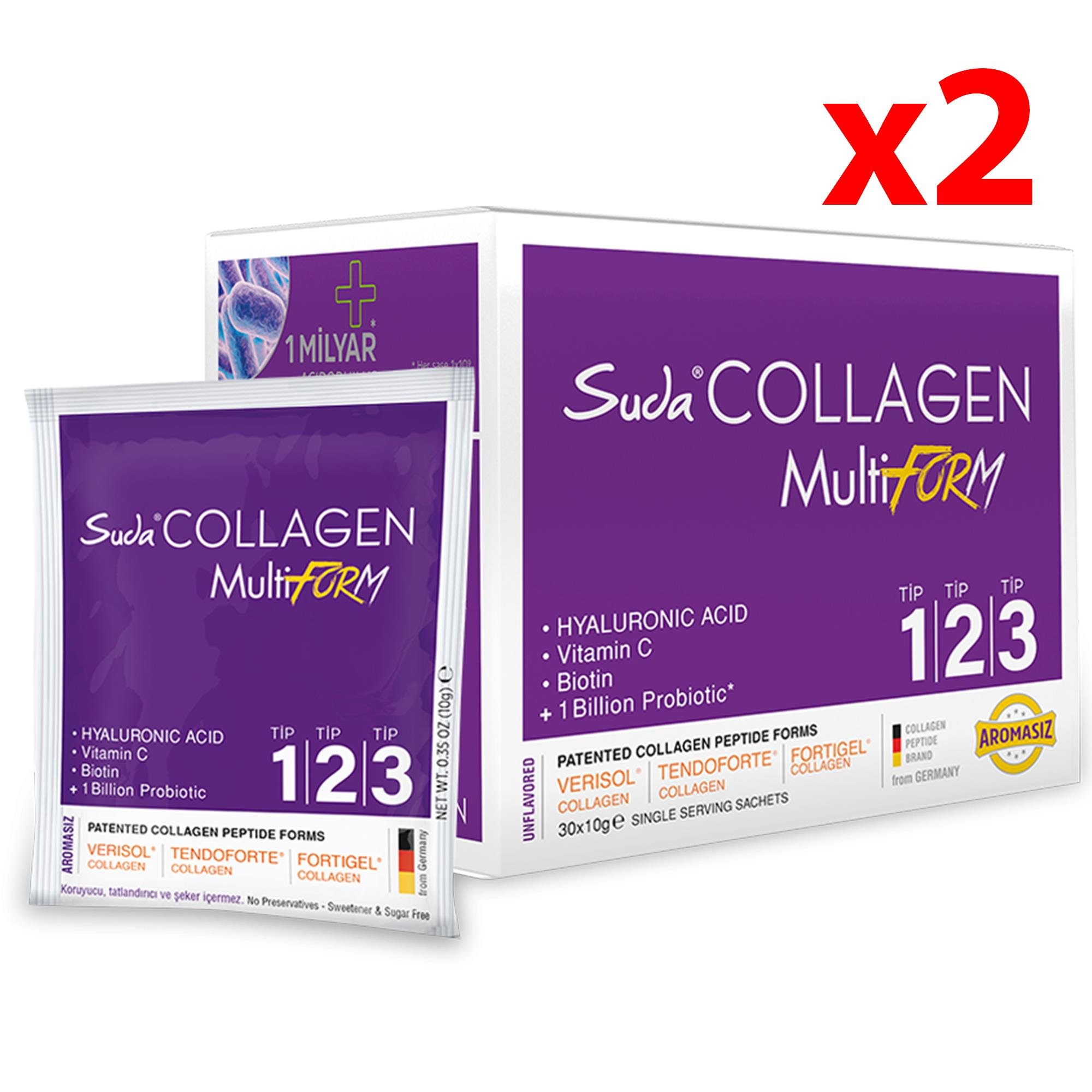 Suda Collagen MultiForm Aromasız 30 x 10 gr 2 Adet