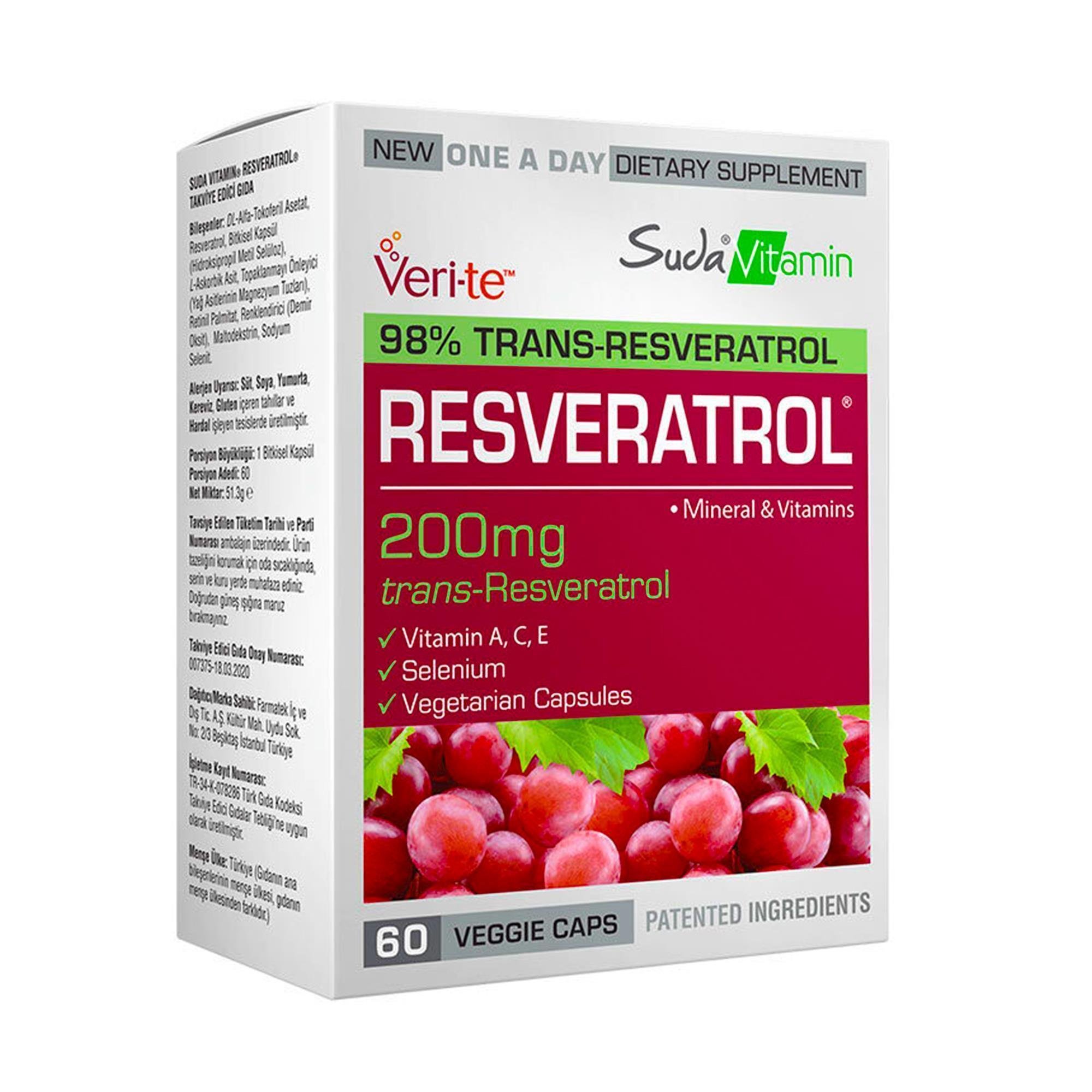 Suda Vitamin Resveratrol 60 Bitkisel Kapsül