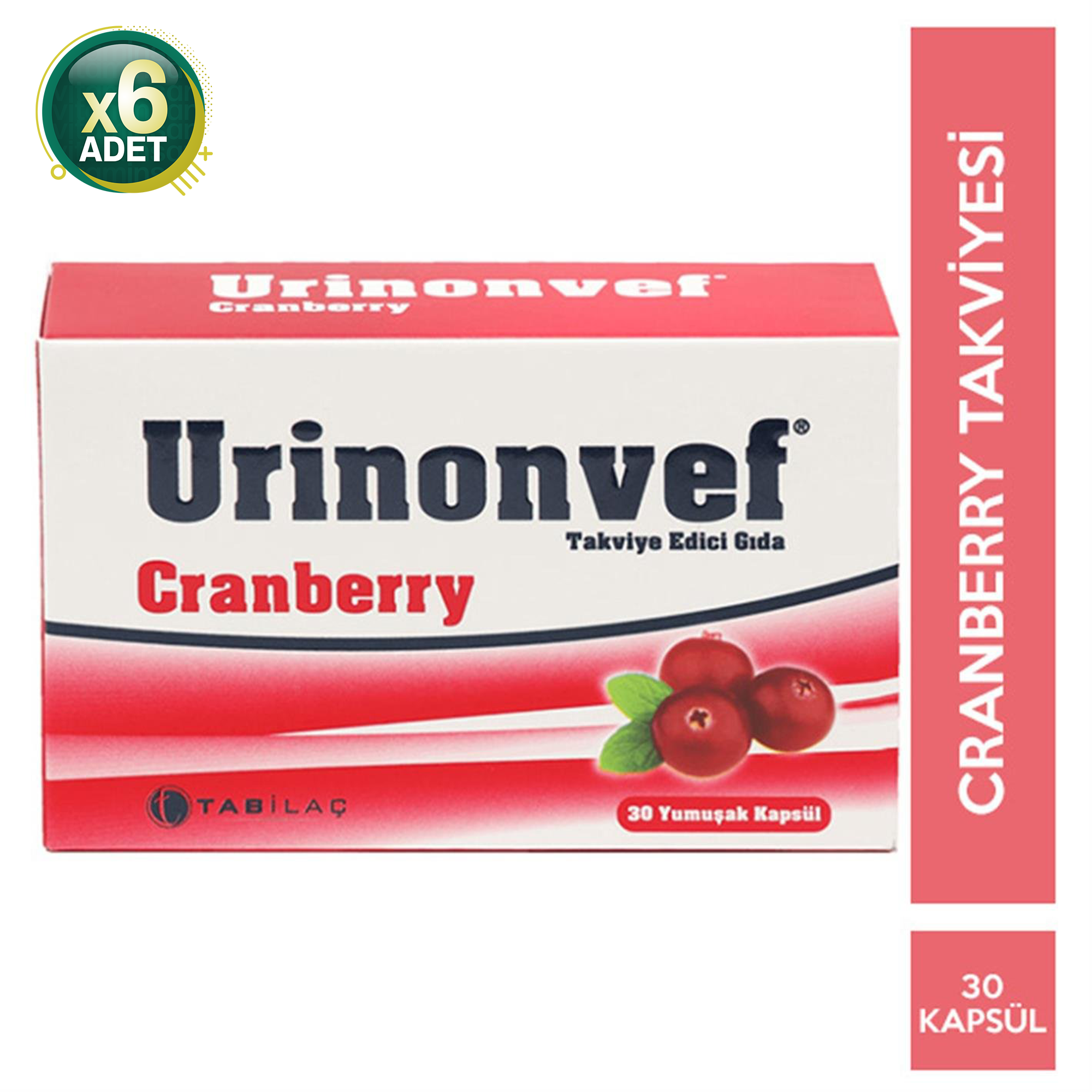 Tab İlaç Tab Urinonvef Cranberry 30 Kapsül 6'lı Paket