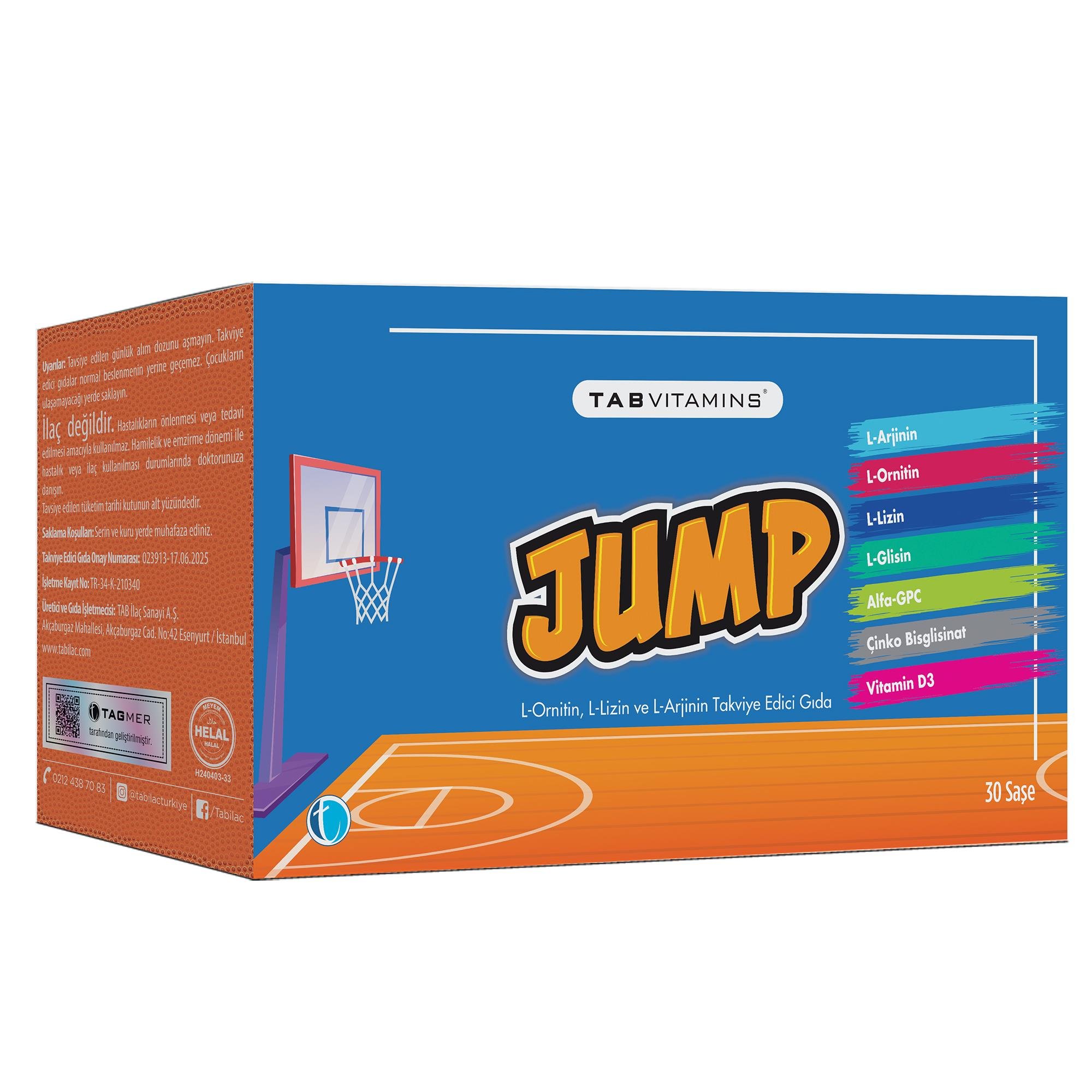 TABVITAMINS JUMP L-Ornitin, L-Lizin ve L-Arjinin Takviye Edici Gıda