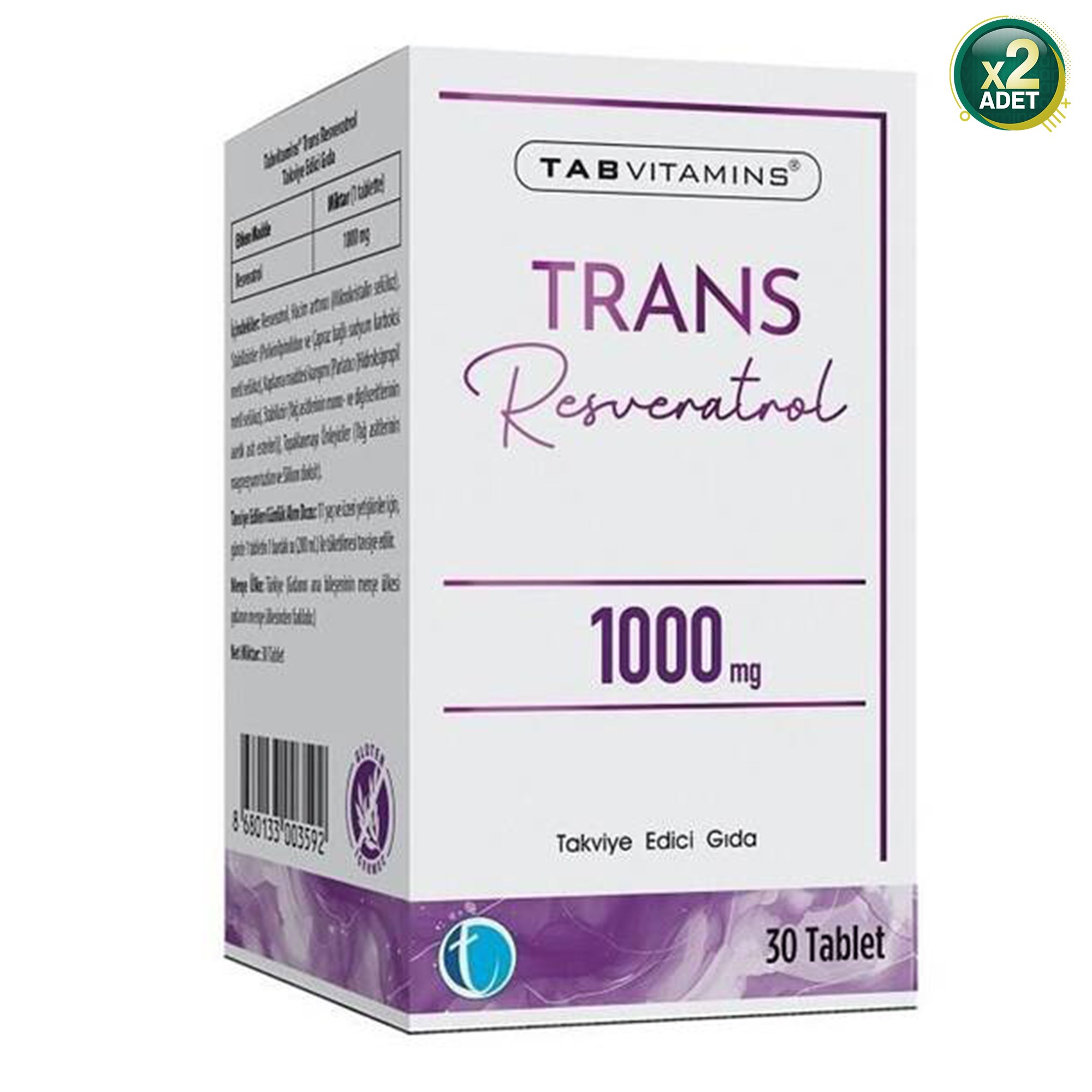 TabVitamins Trans Resveratrol 30 Tablet 2 Adet