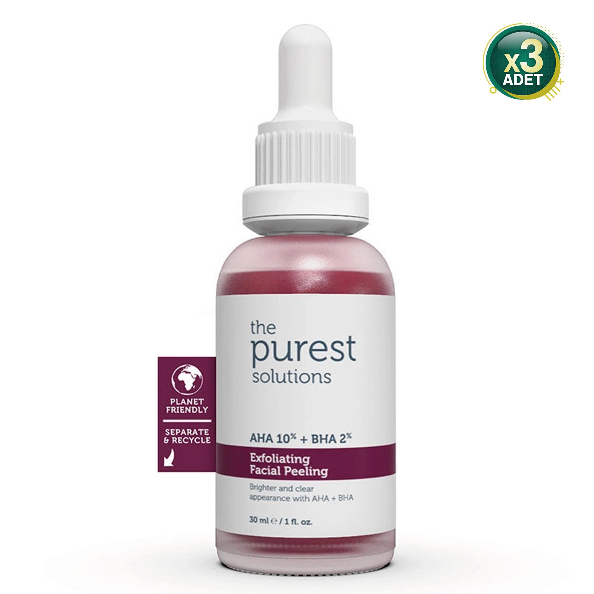 The Purest Solutions Aha 10% + Bha 2% Cilt Tonu Eşitleyici Yüz Peeling Serum 30 ml 3 Adet