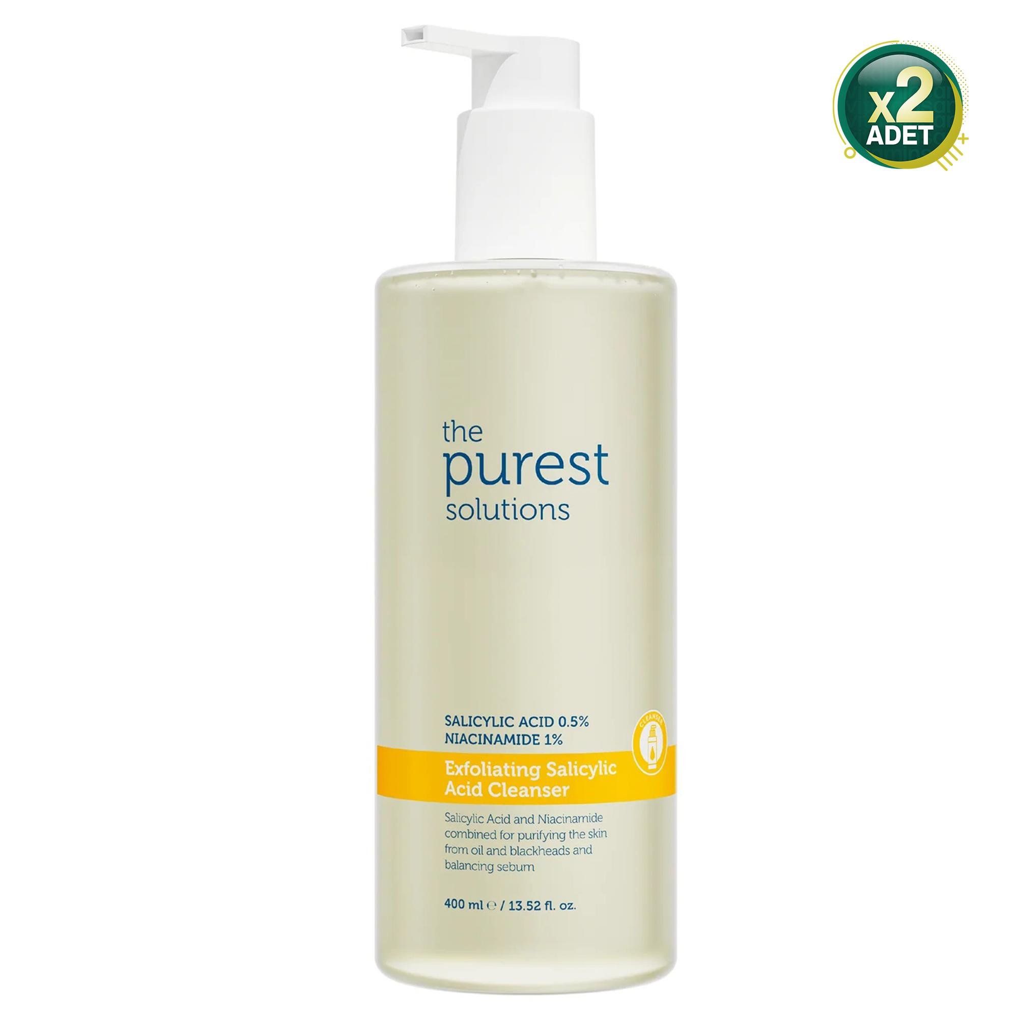 The Purest Solutions Exfoliating Salisilik Asit Yağlı ve Karma Ciltler için Yüz Temizleme Jeli 400 ml 2 Adet