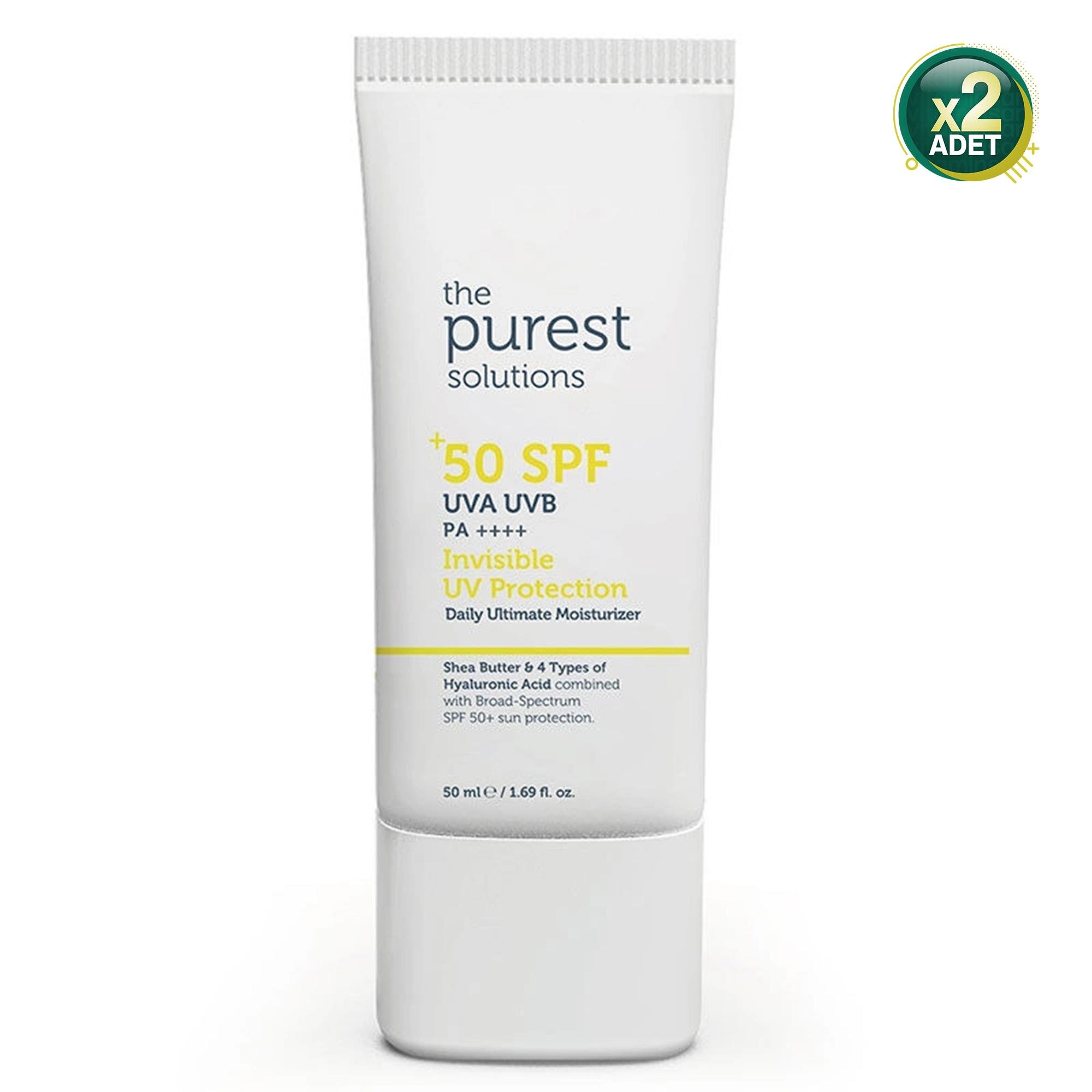 The Purest Solutions Invisible UV Protection 50 Faktör Güneş Kremi 50 ml 2 Adet